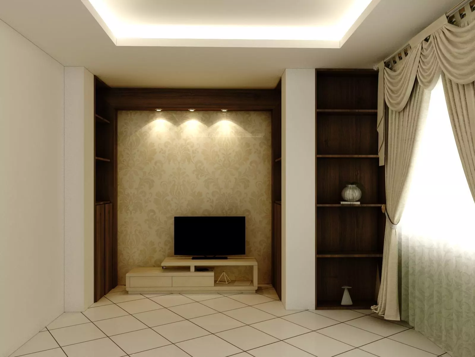 livingroom tv room interior design 3D model_0