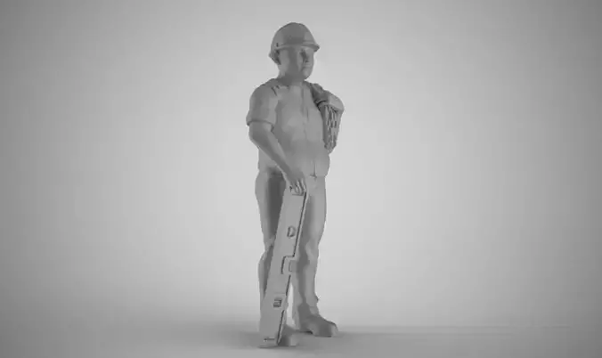 Constructor construction worker holding ruler 3D print model
