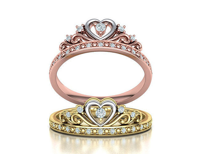 Queens Crown ring Princess ring 3dmodel 3D print model