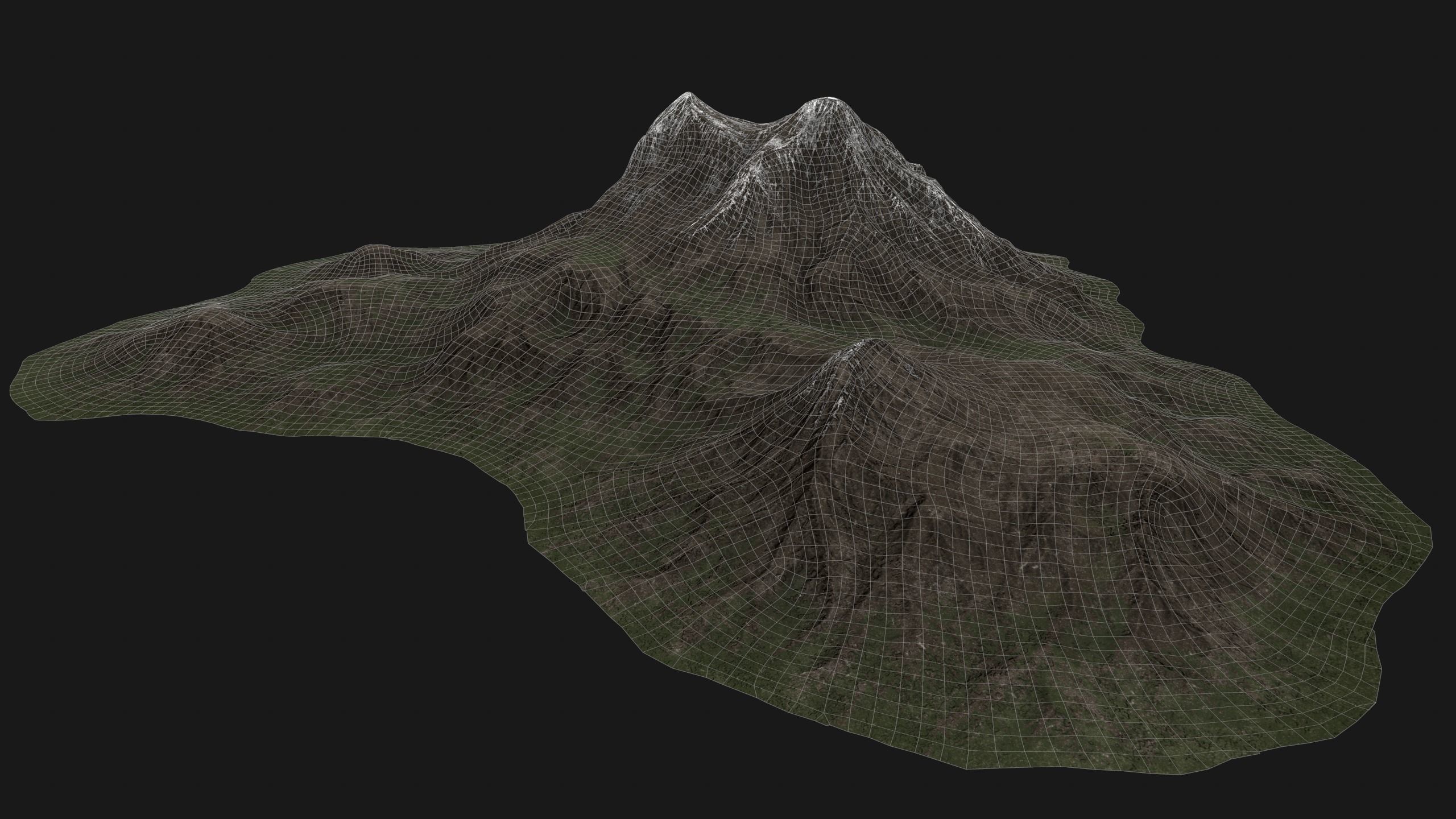 Mountain Landscape with Snow Covered Peaks 3D model_4