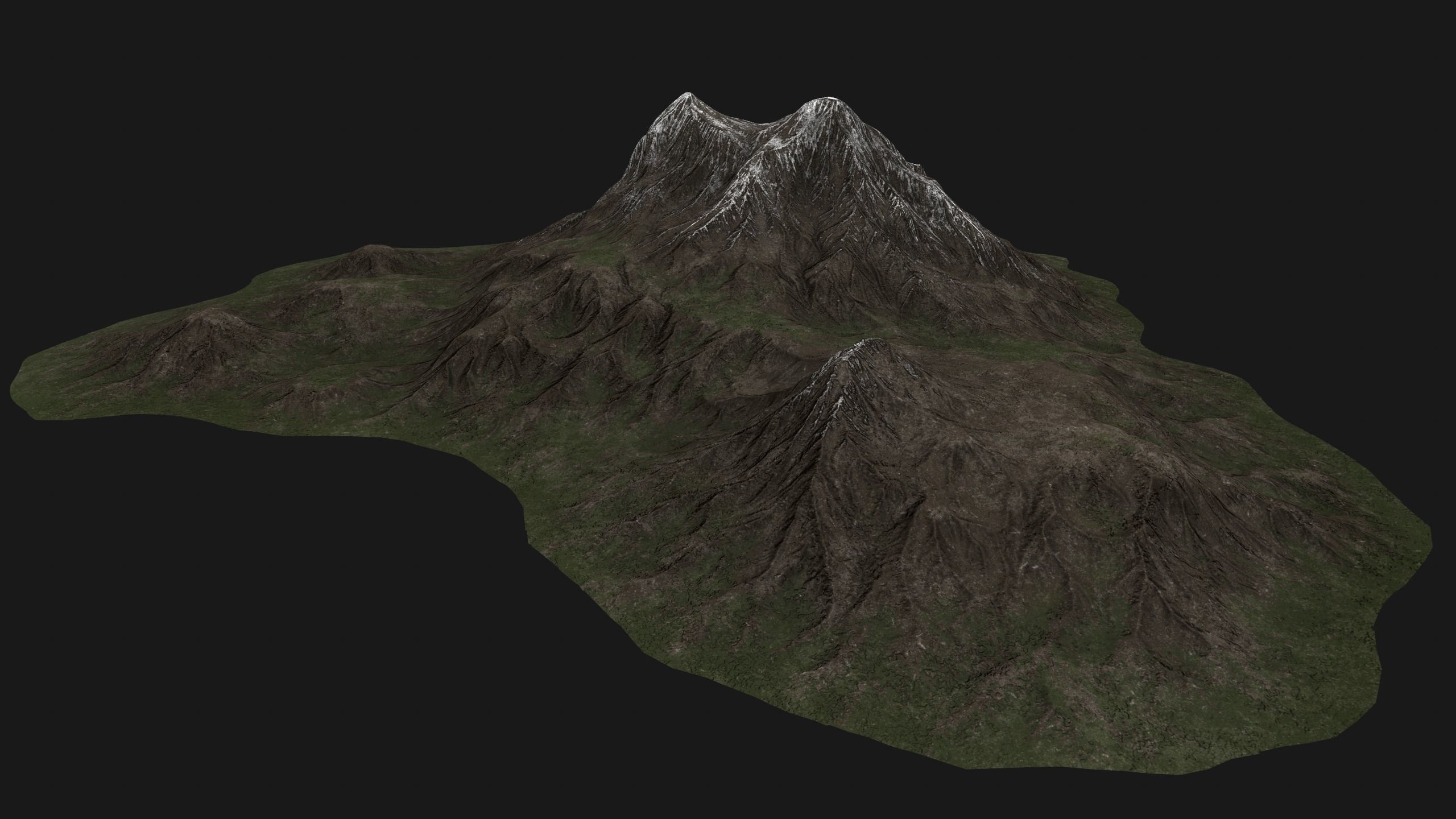 Mountain Landscape with Snow Covered Peaks 3D model_3