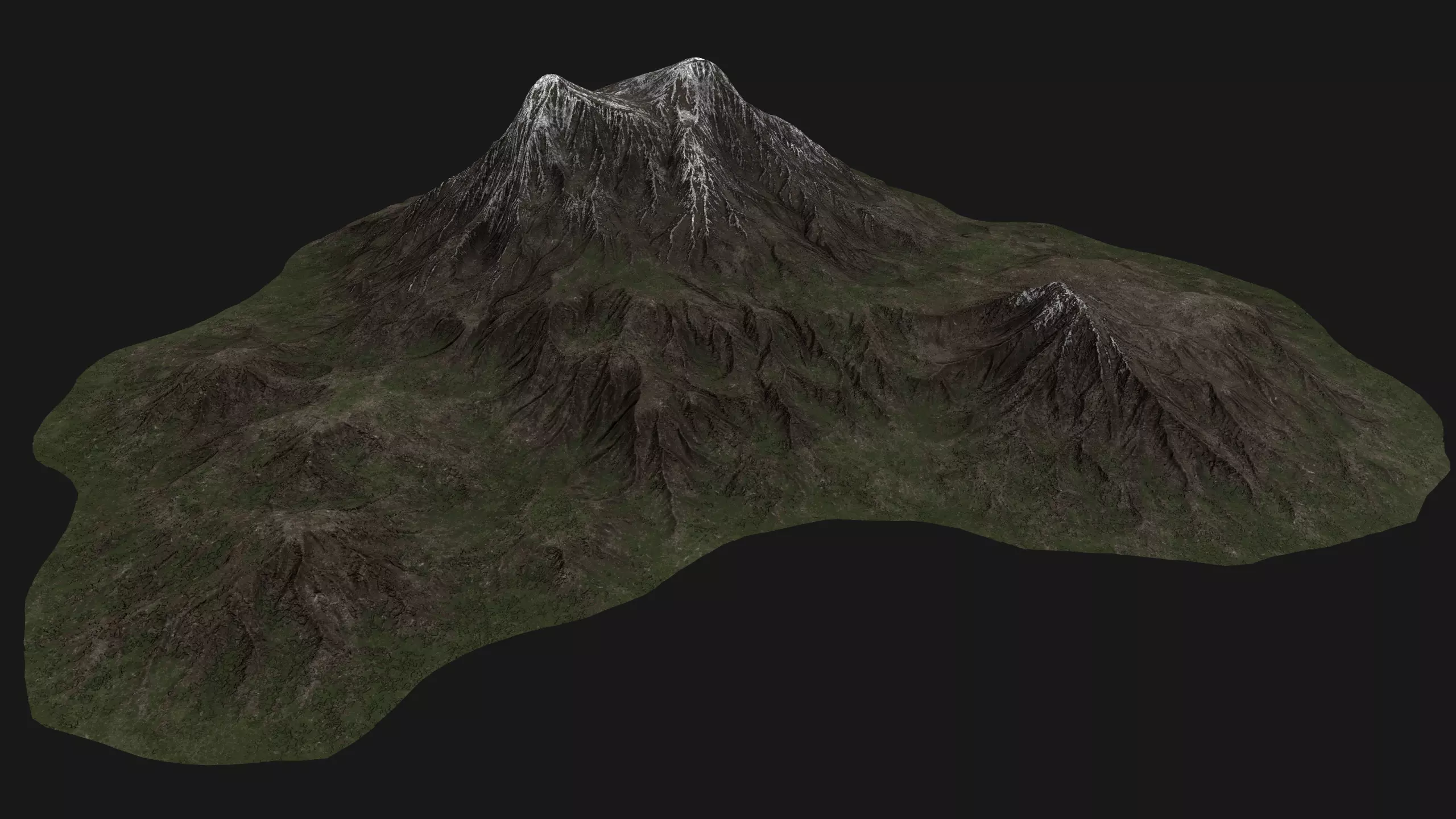 Mountain Landscape with Snow Covered Peaks 3D model_0