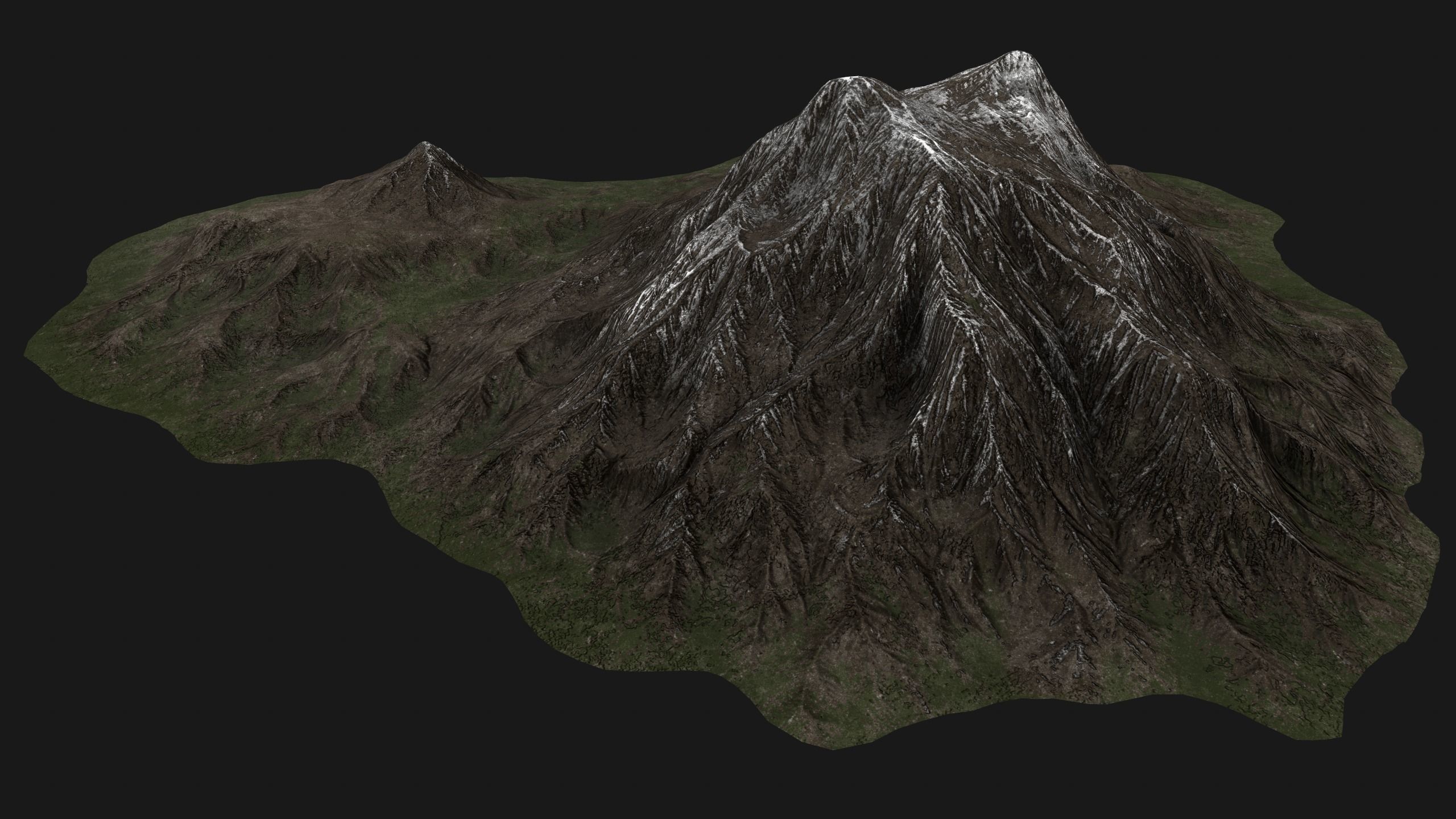 Mountain Landscape with Snow Covered Peaks 3D model_2