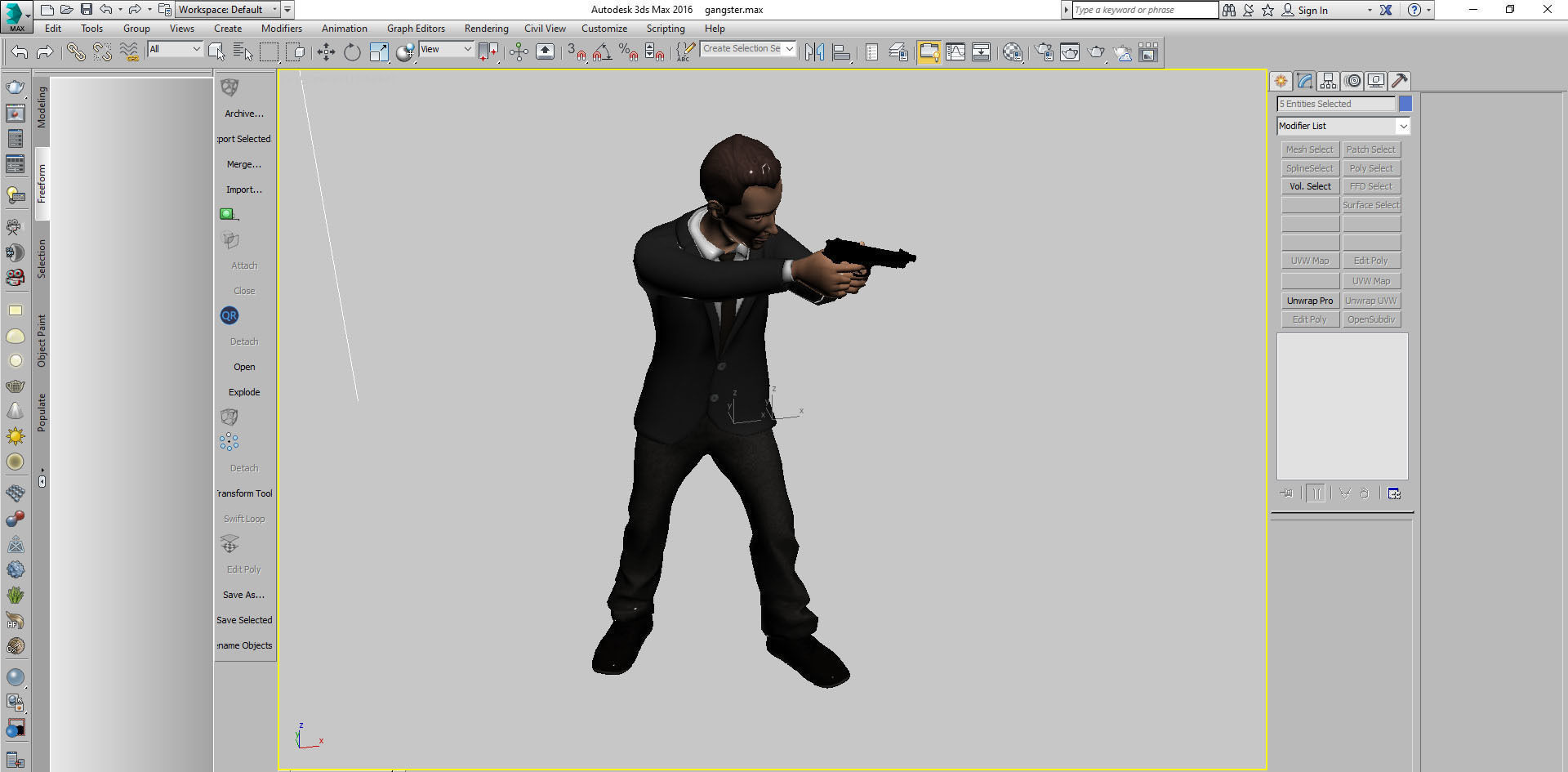 gangster gun in hand ready to shoot 3D model_4