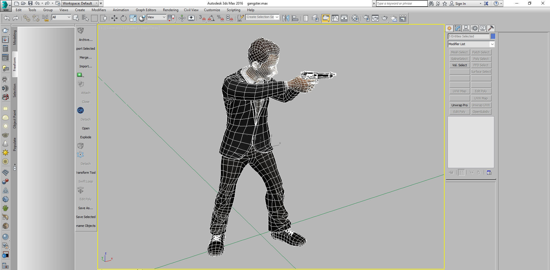 gangster gun in hand ready to shoot 3D model_5