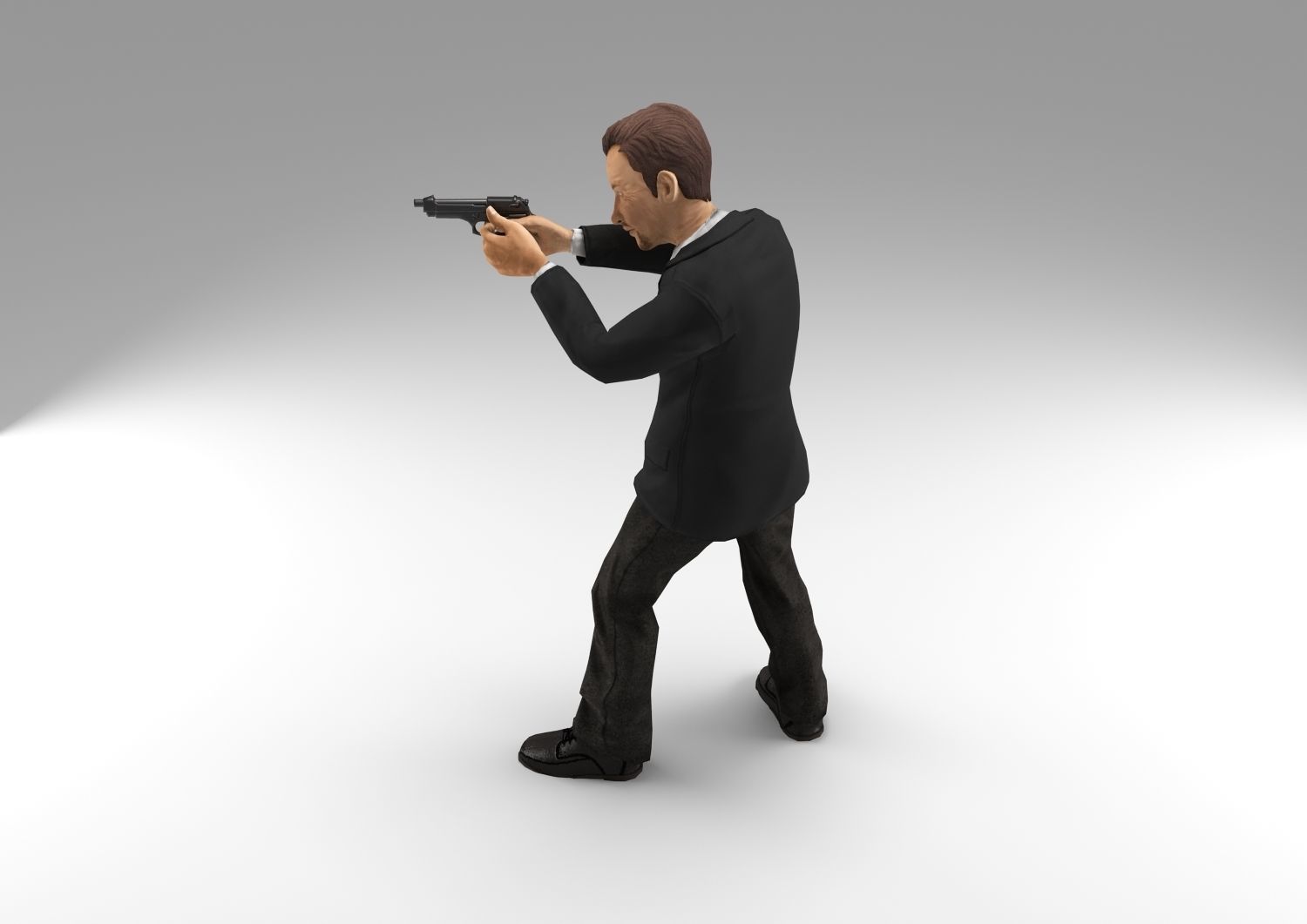 gangster gun in hand ready to shoot 3D model_3