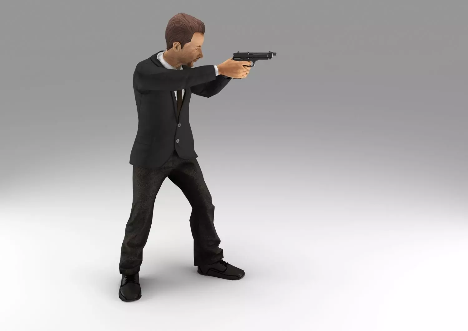 gangster gun in hand ready to shoot 3D model_0