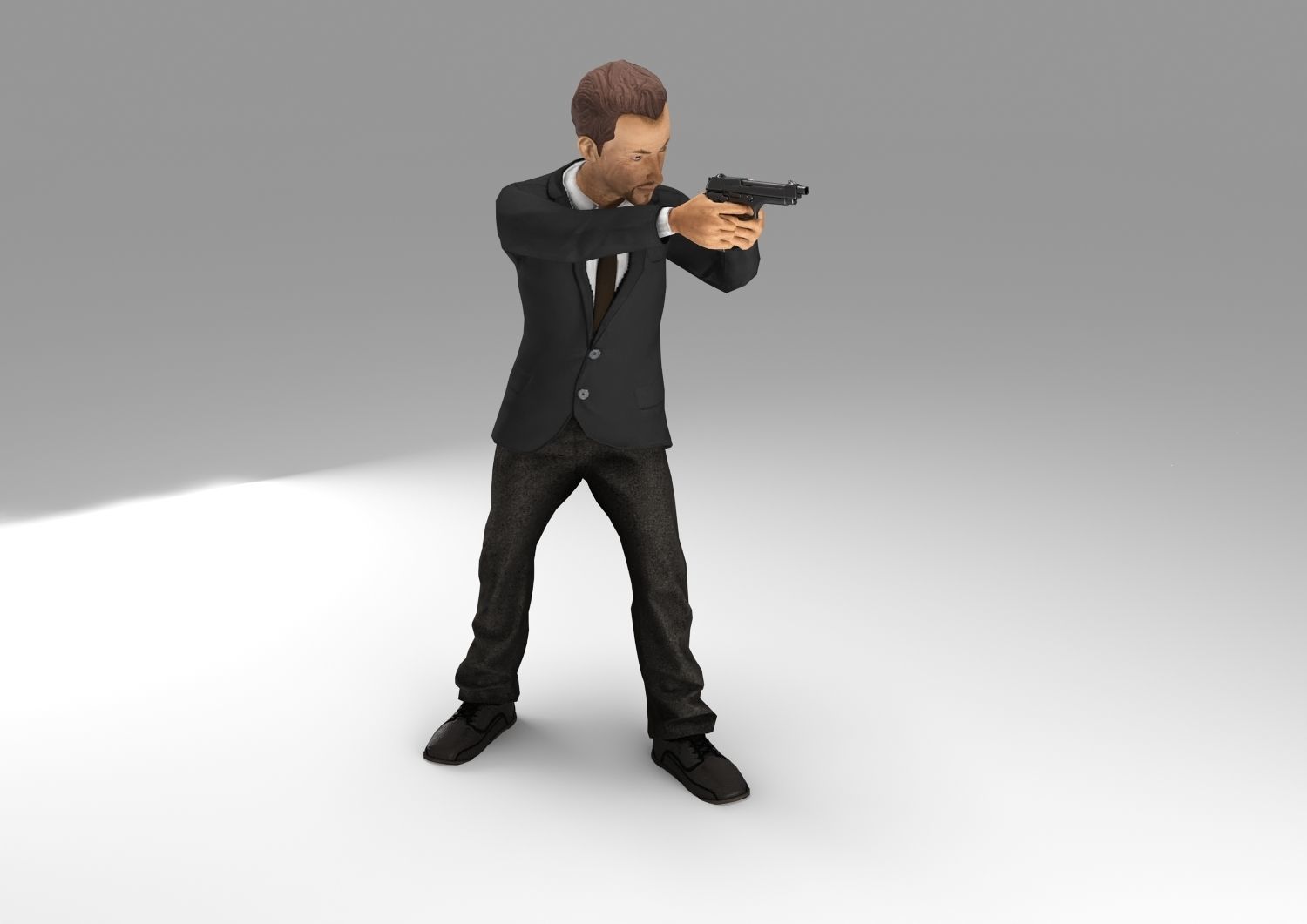 gangster gun in hand ready to shoot 3D model_1