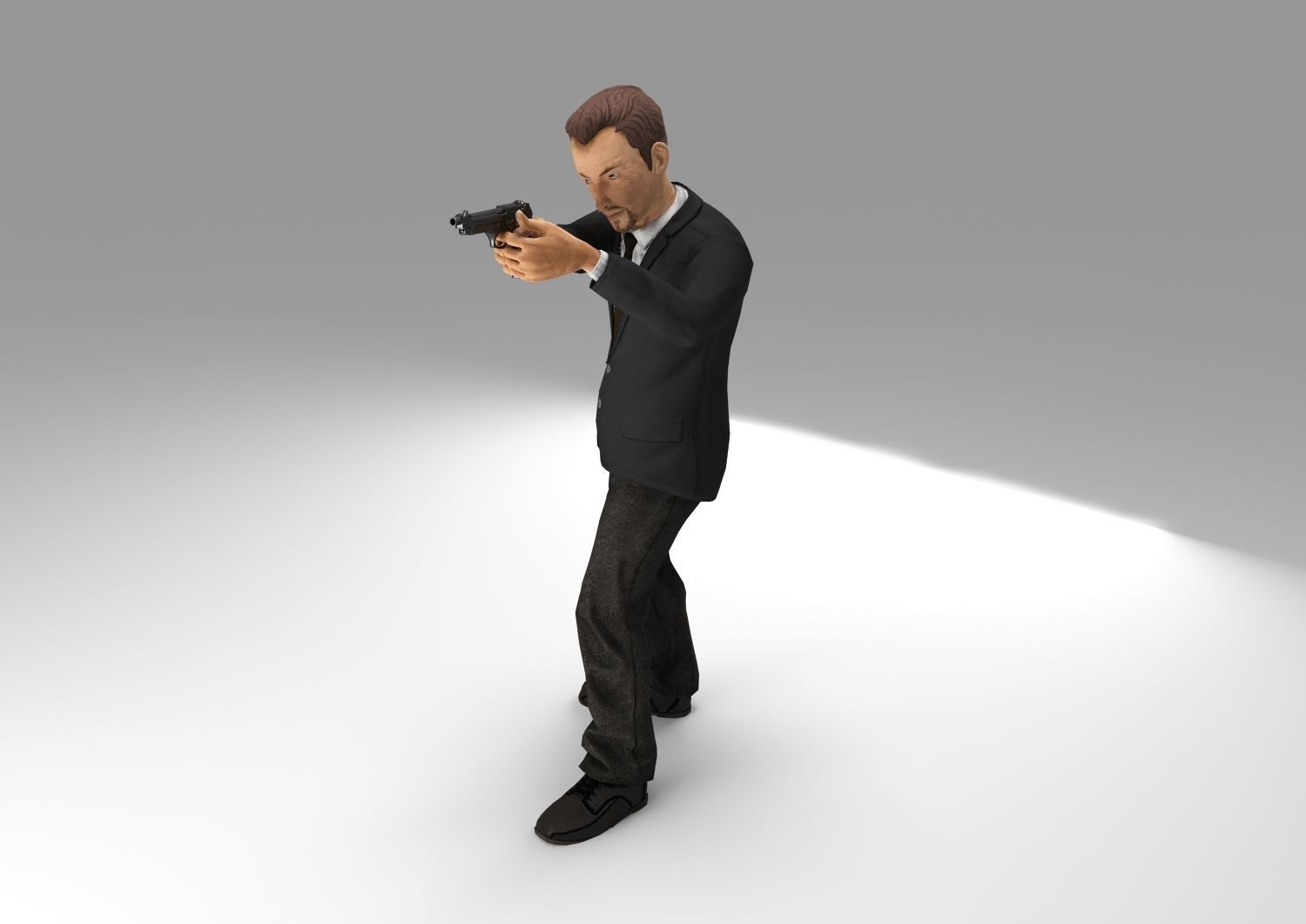 gangster gun in hand ready to shoot 3D model_2