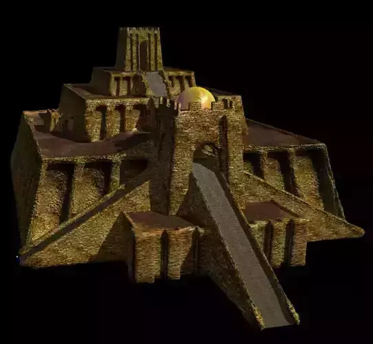 Ziggurat golden pyramid 3D model