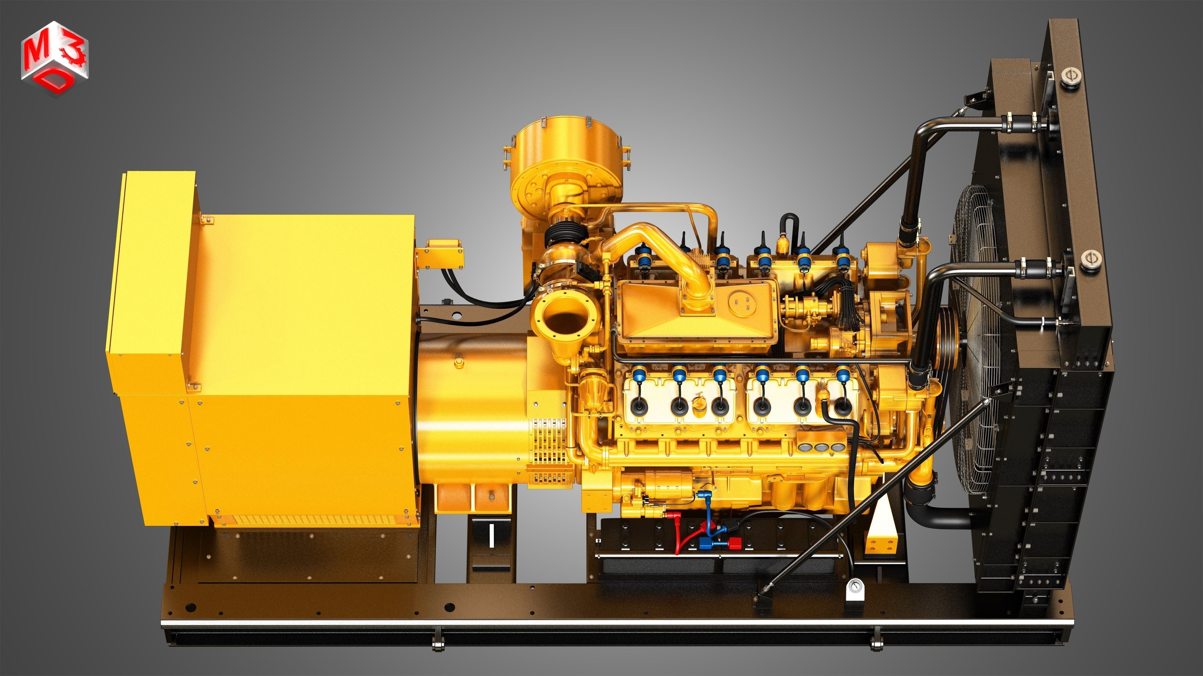 G3412 Engine - V12 Diesel Generator Engine  3D model_13