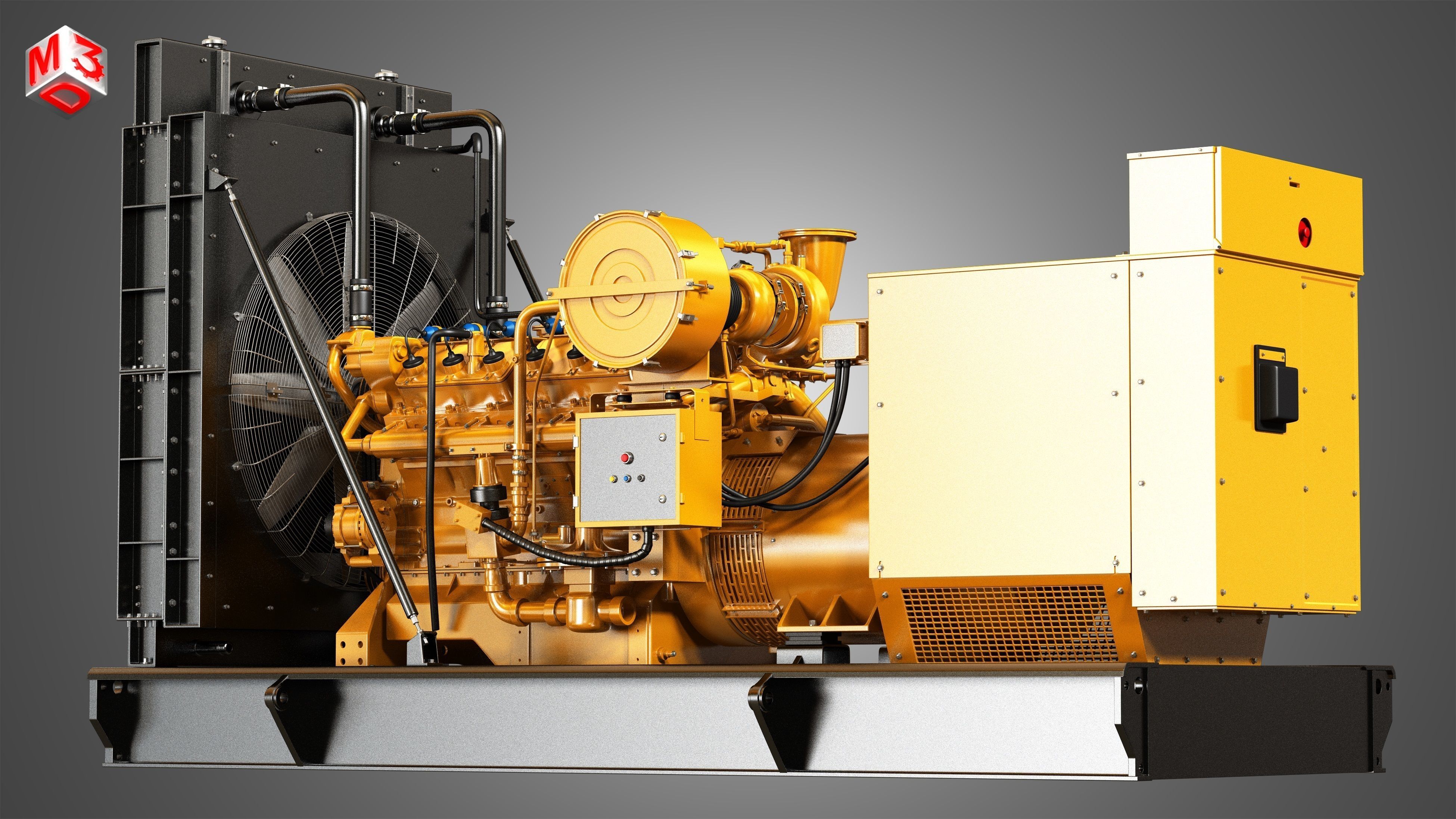 G3412 Engine - V12 Diesel Generator Engine  3D model_11