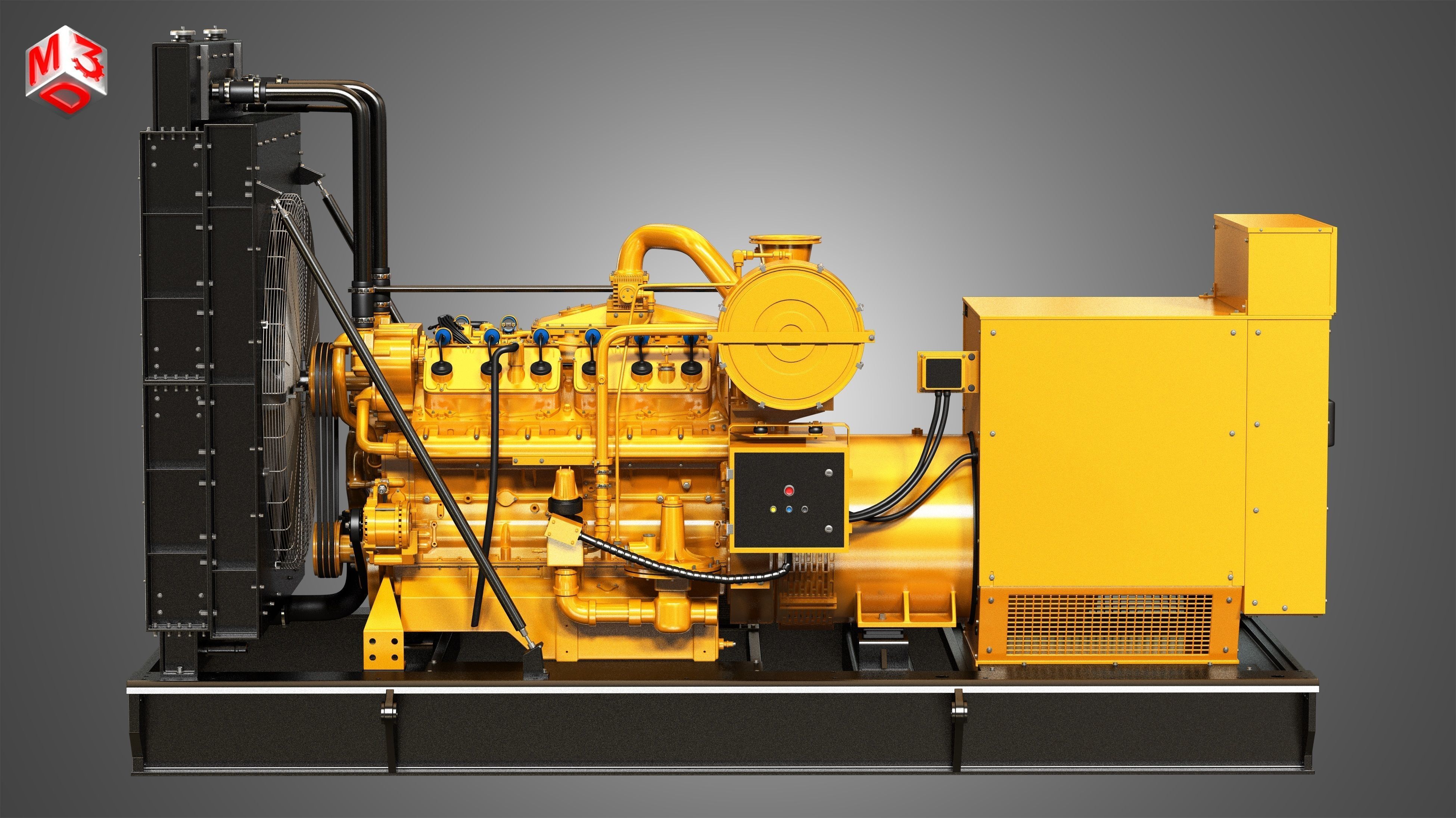 G3412 Engine - V12 Diesel Generator Engine  3D model_6