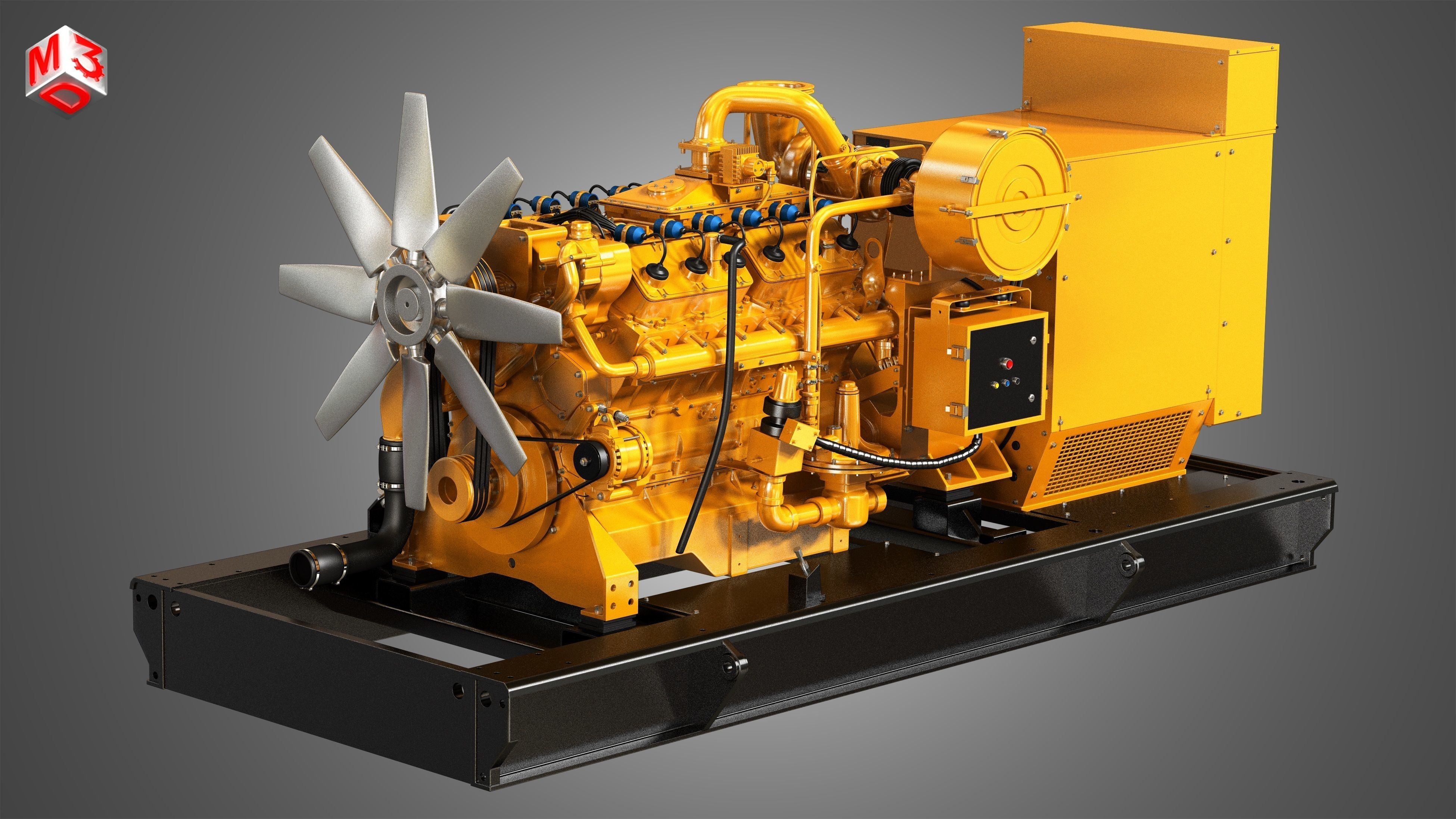 G3412 Engine - V12 Diesel Generator Engine  3D model_2