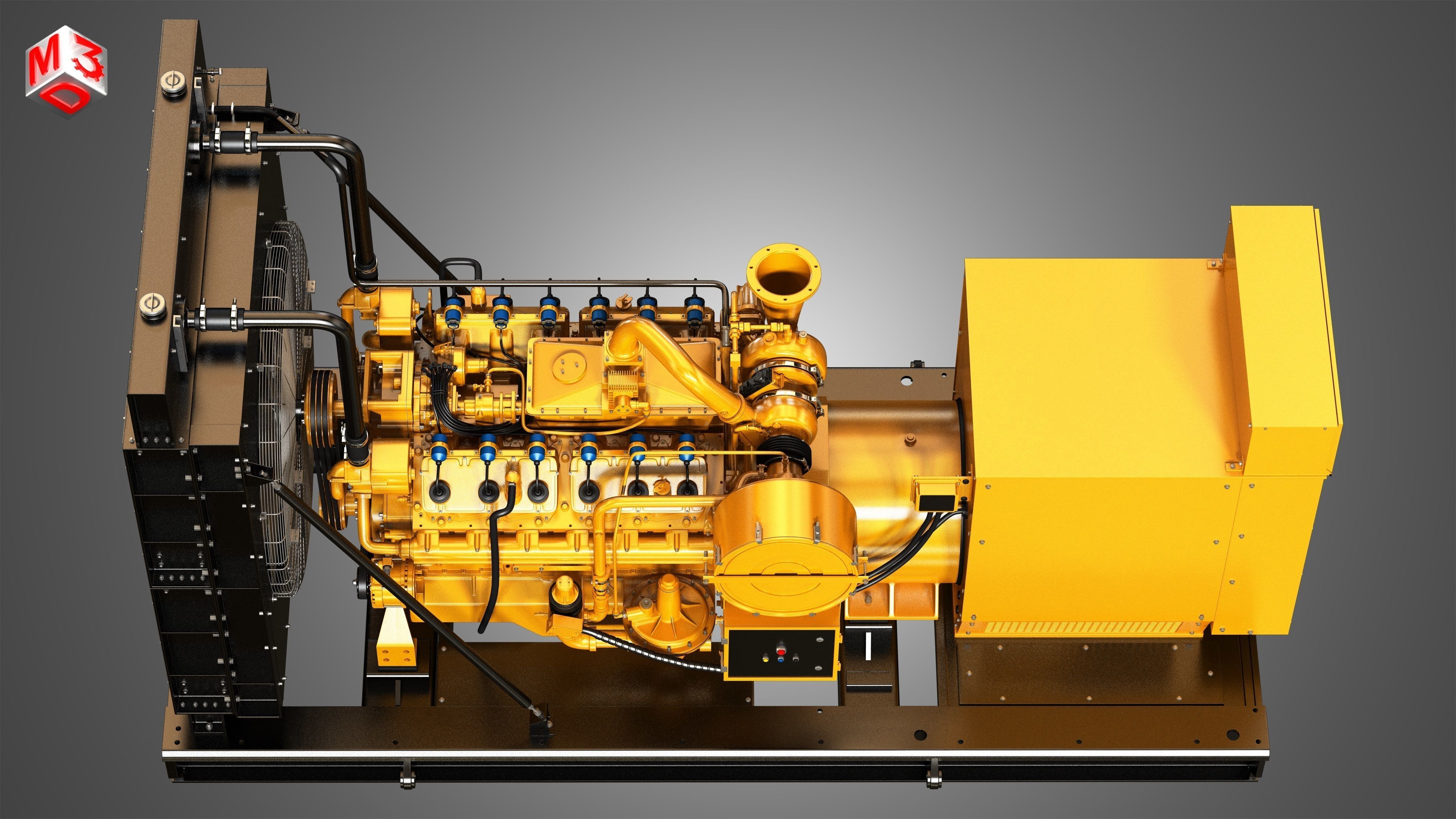 G3412 Engine - V12 Diesel Generator Engine  3D model_12