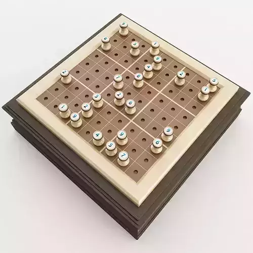 Wooden Sudoku Board 3D model