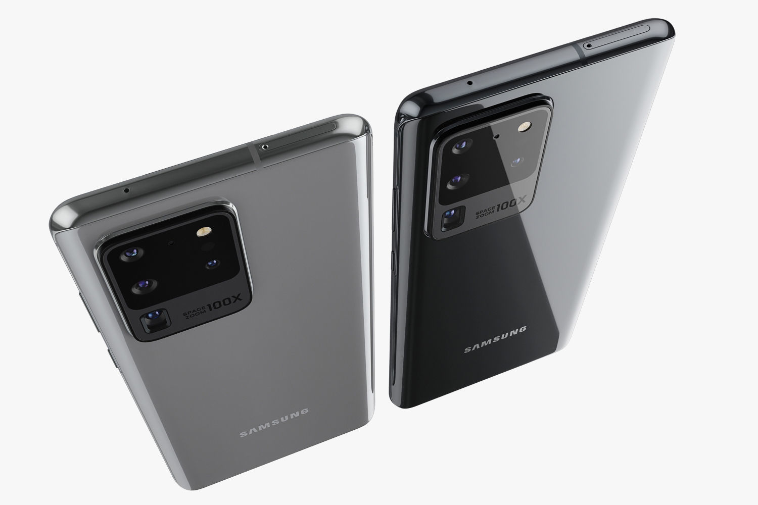 Samsung Galaxy S20 and S20 Plus and S20 5G Ultra black and gray 3D model_27