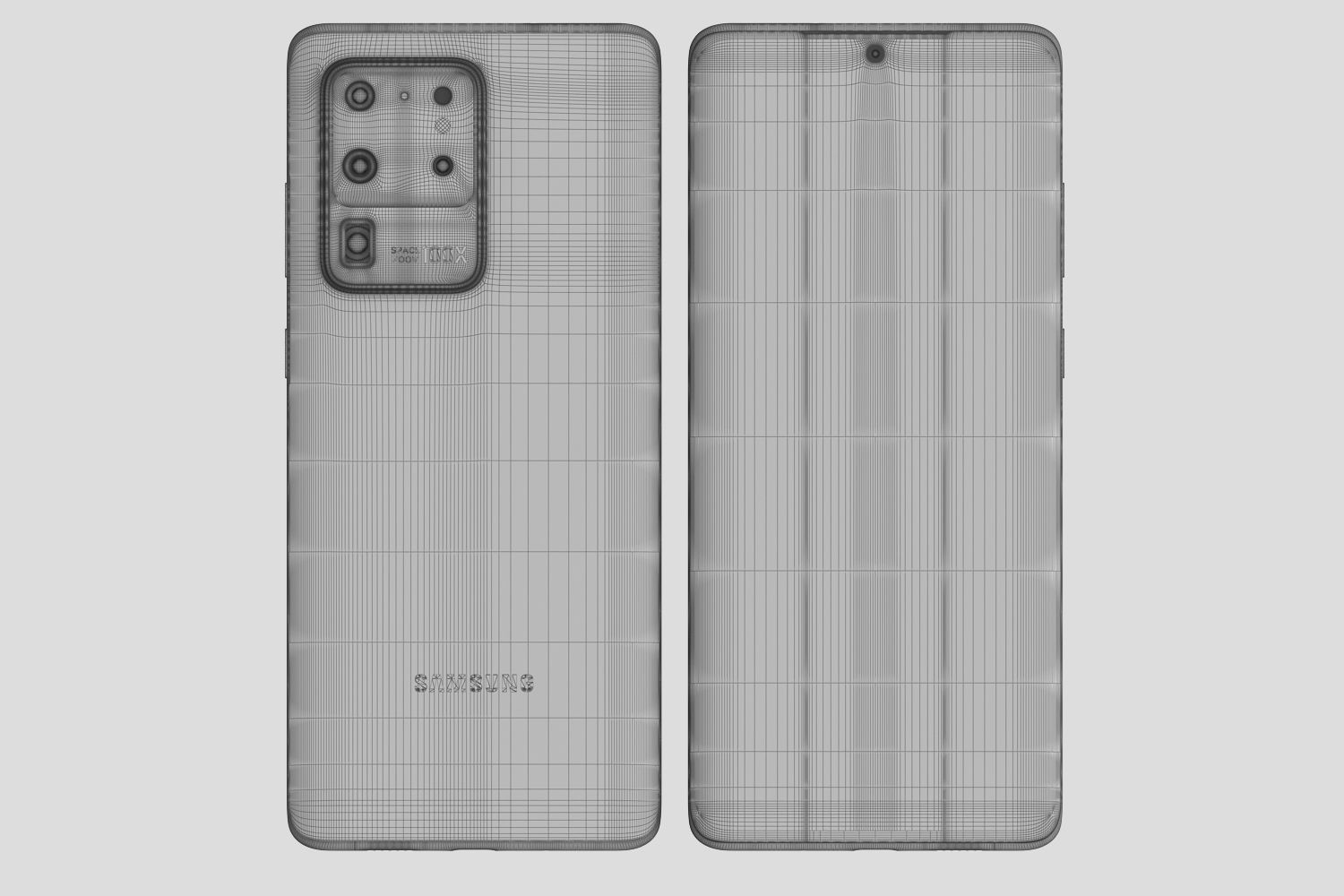 Samsung Galaxy S20 and S20 Plus and S20 5G Ultra black and gray 3D model_51