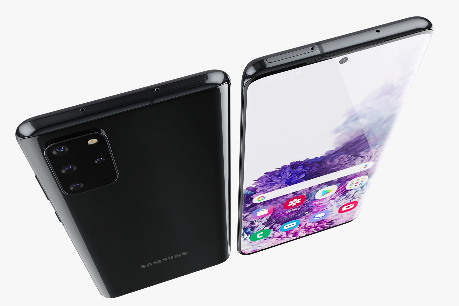 Samsung Galaxy S20 and S20 Plus and S20 5G Ultra black and gray 3D model_26