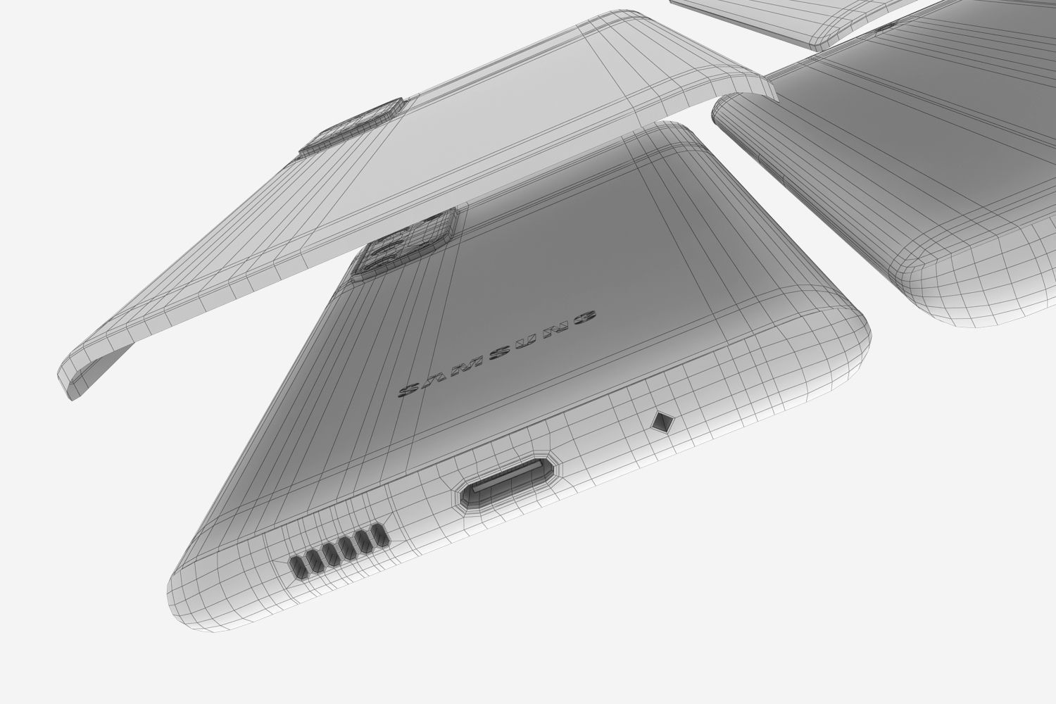 Samsung Galaxy S20 and S20 Plus and S20 5G Ultra black and gray 3D model_58