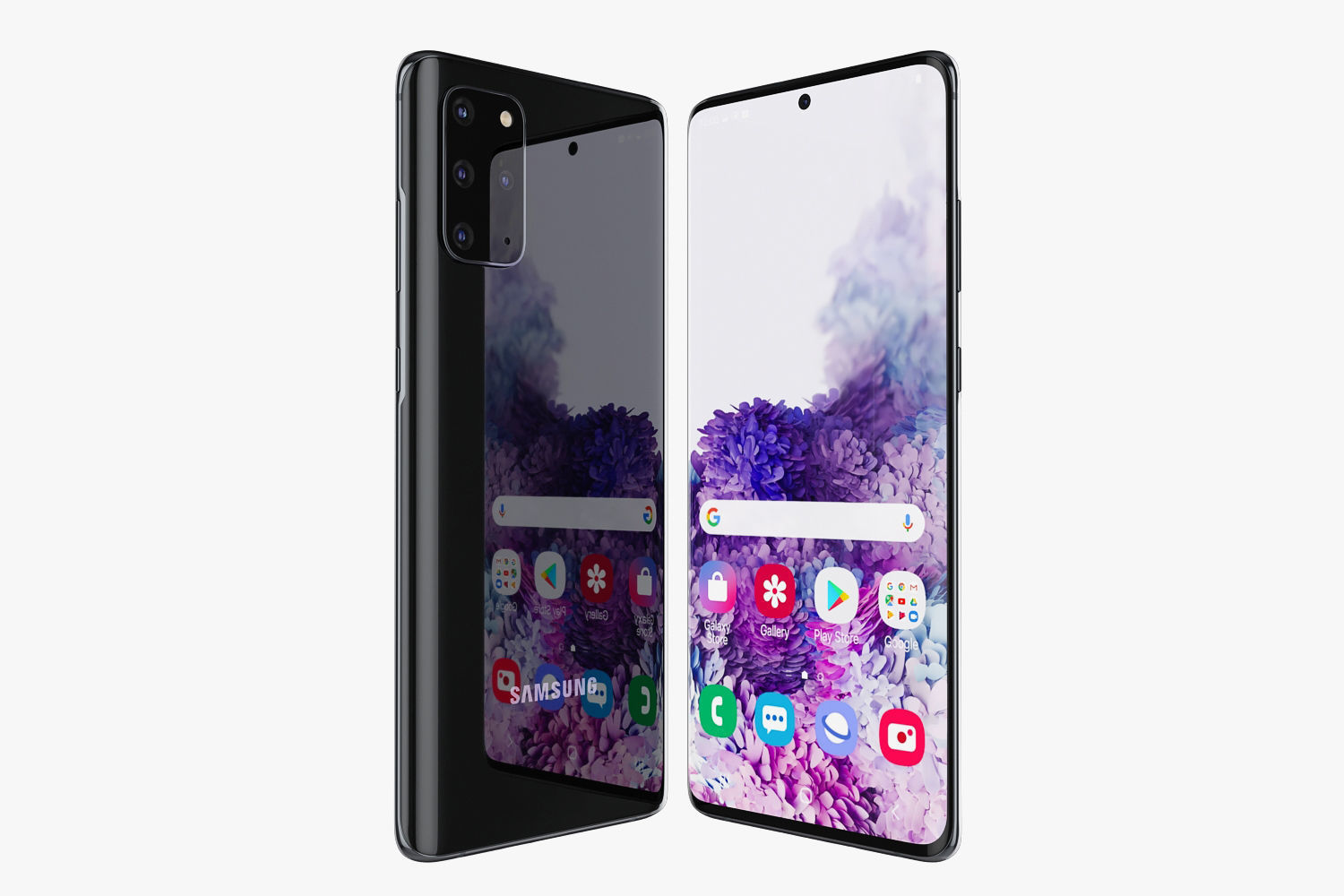 Samsung Galaxy S20 and S20 Plus and S20 5G Ultra black and gray 3D model_16