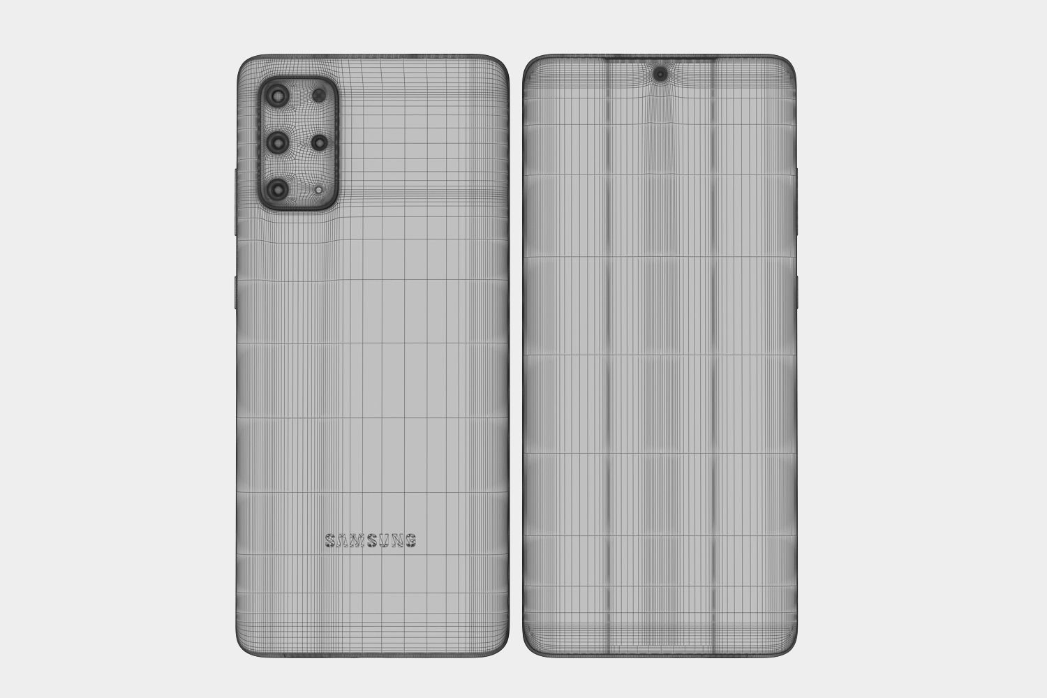 Samsung Galaxy S20 and S20 Plus and S20 5G Ultra black and gray 3D model_50