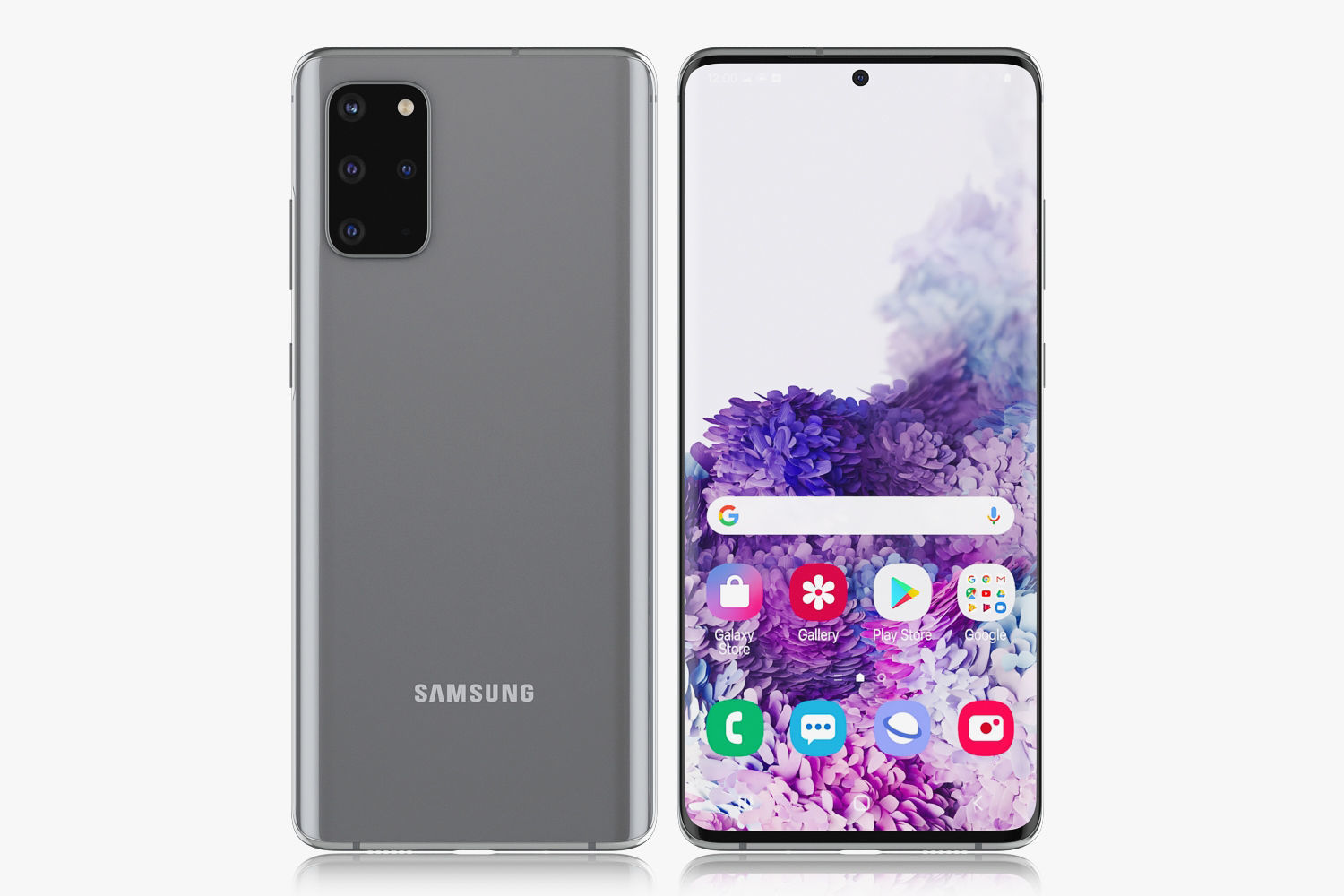 Samsung Galaxy S20 and S20 Plus and S20 5G Ultra black and gray 3D model_18