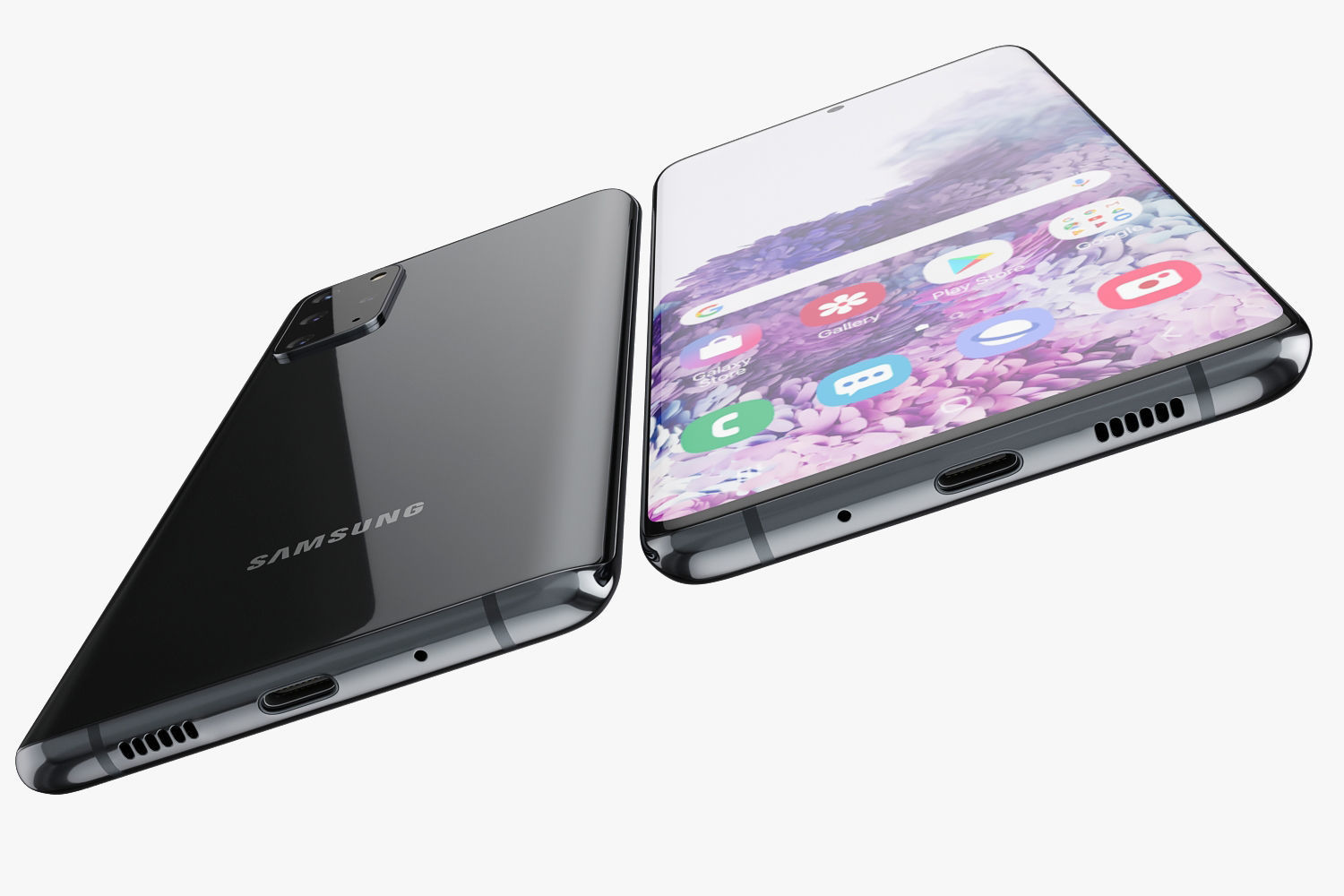 Samsung Galaxy S20 and S20 Plus and S20 5G Ultra black and gray 3D model_29