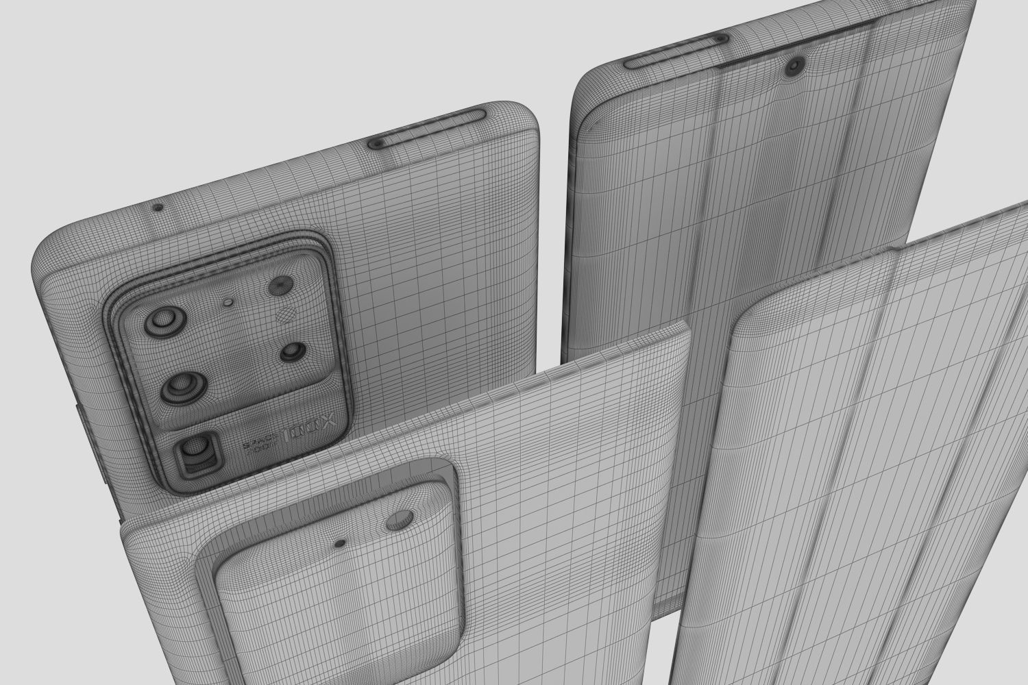 Samsung Galaxy S20 and S20 Plus and S20 5G Ultra black and gray 3D model_57