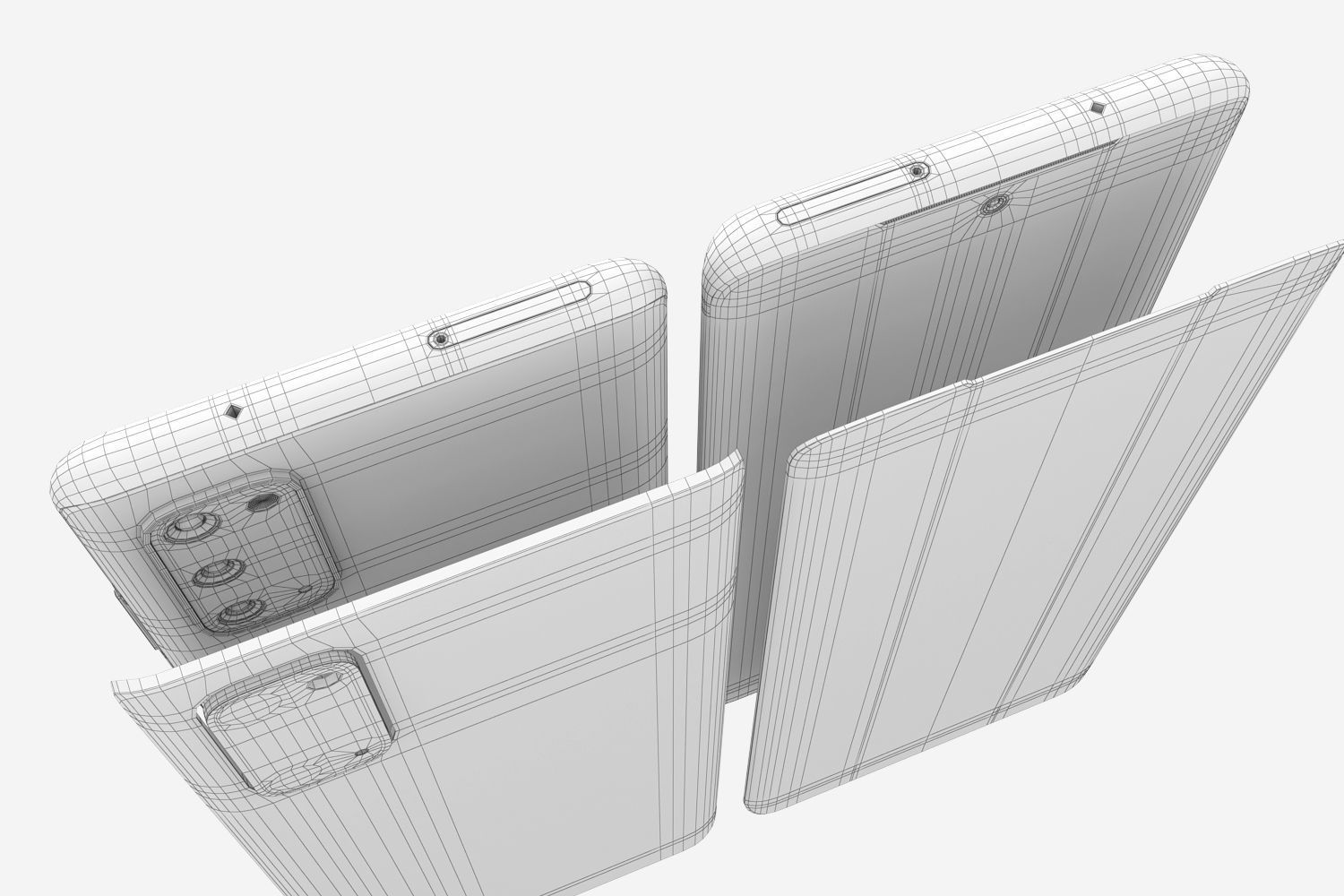 Samsung Galaxy S20 and S20 Plus and S20 5G Ultra black and gray 3D model_52