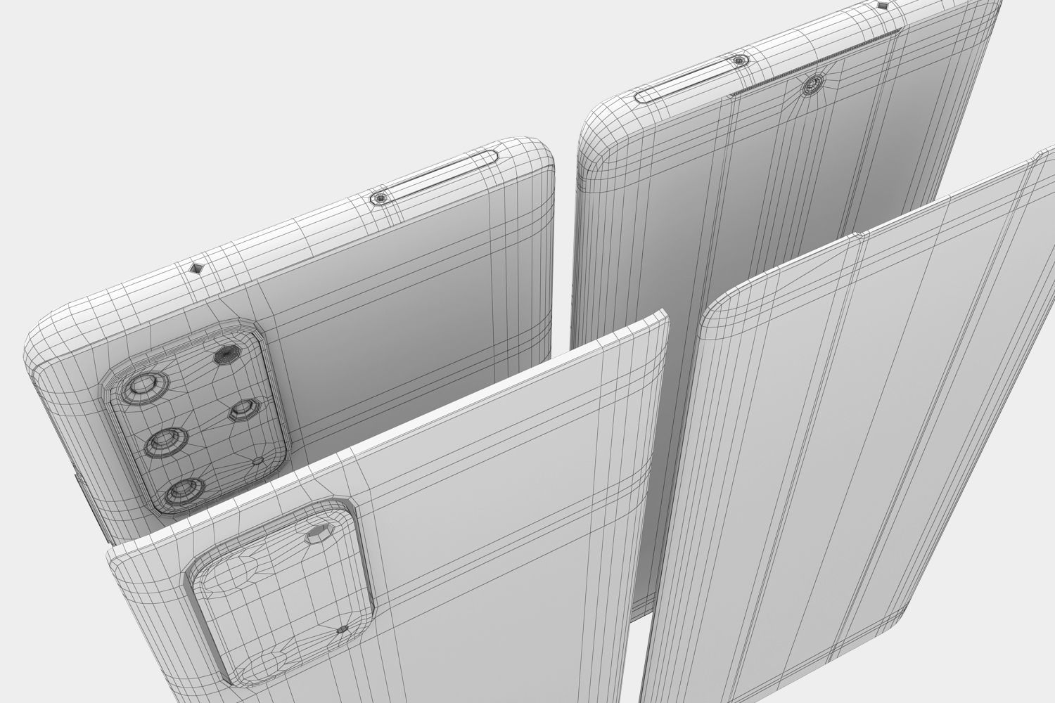 Samsung Galaxy S20 and S20 Plus and S20 5G Ultra black and gray 3D model_53