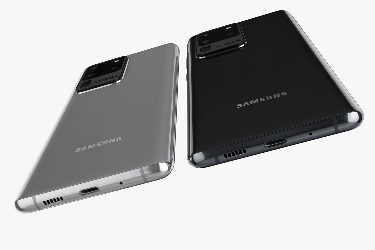 Samsung Galaxy S20 and S20 Plus and S20 5G Ultra black and gray 3D model_30