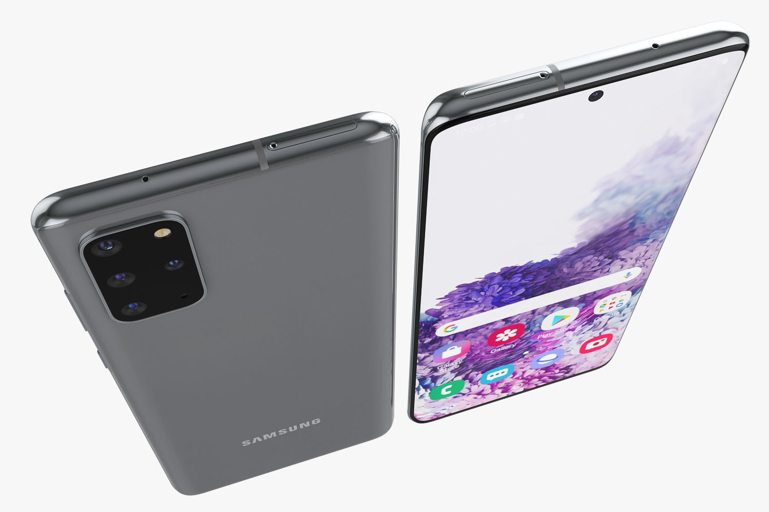 Samsung Galaxy S20 and S20 Plus and S20 5G Ultra black and gray 3D model_19