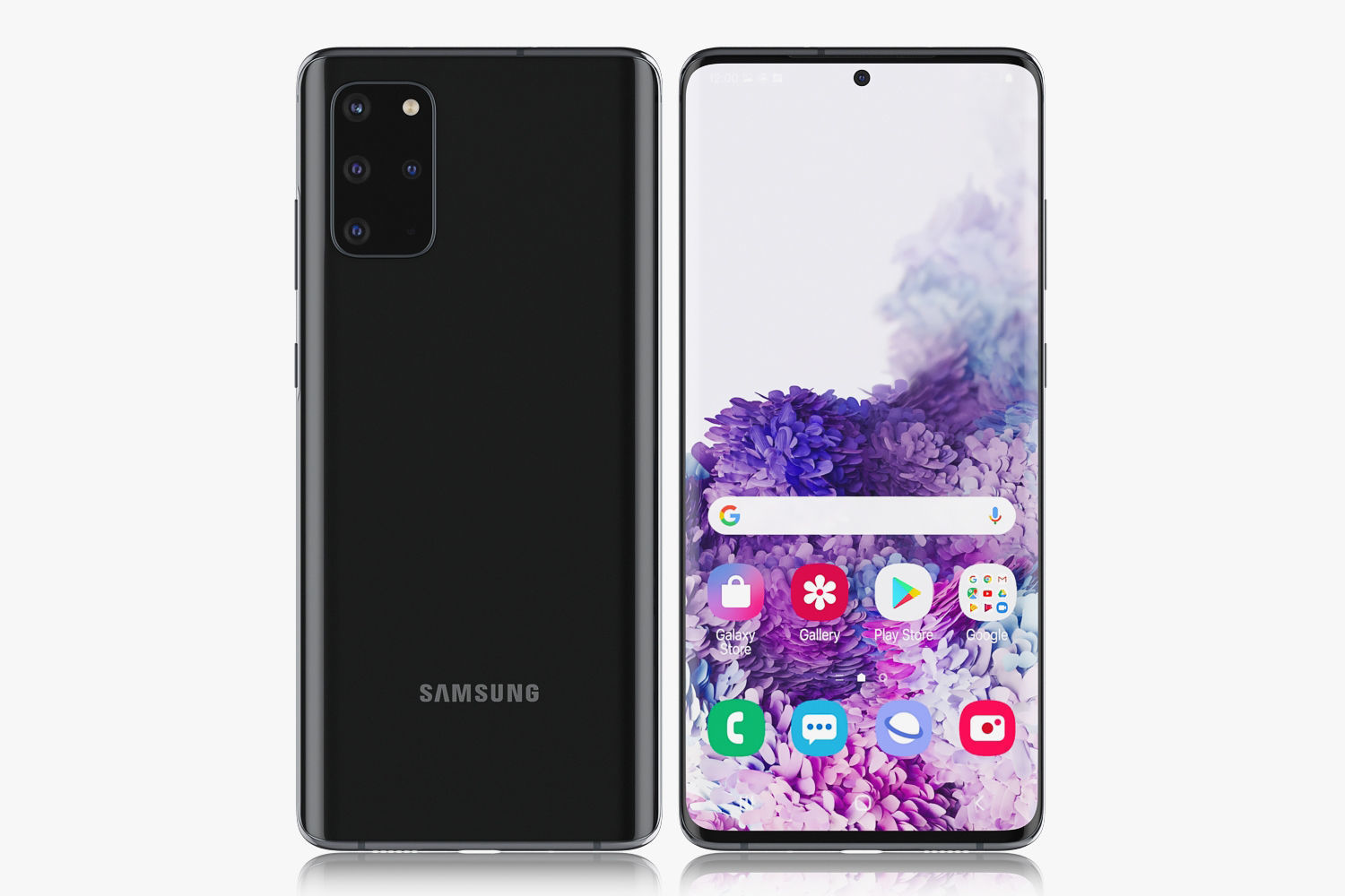 Samsung Galaxy S20 and S20 Plus and S20 5G Ultra black and gray 3D model_4