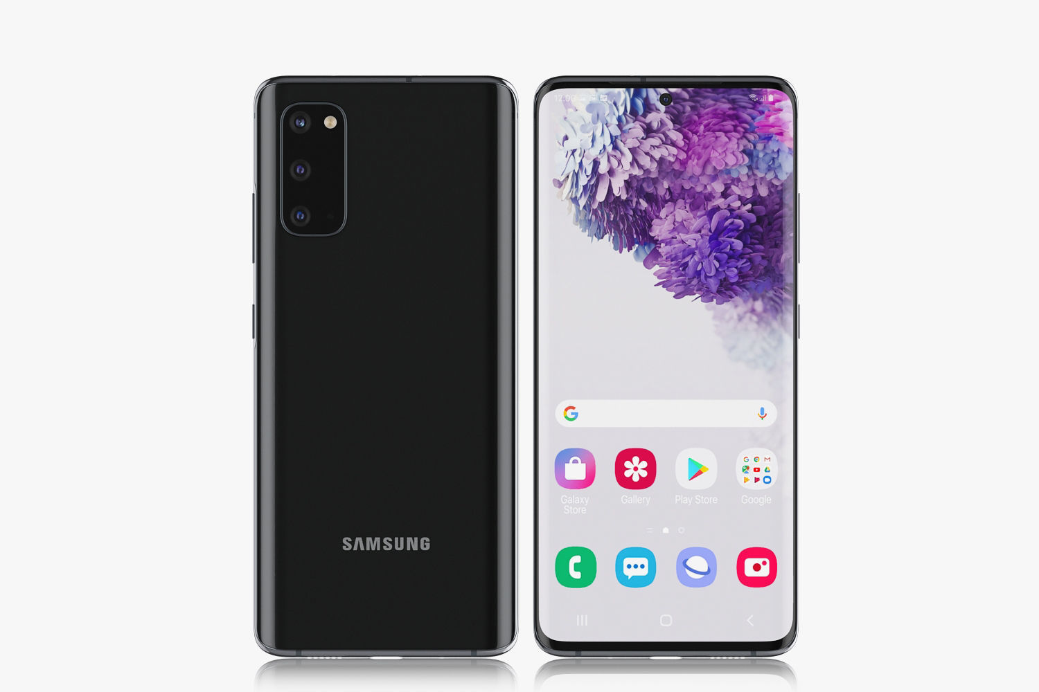 Samsung Galaxy S20 and S20 Plus and S20 5G Ultra black and gray 3D model_3