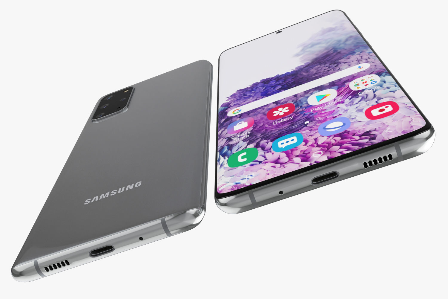 Samsung Galaxy S20 and S20 Plus and S20 5G Ultra black and gray 3D model_20