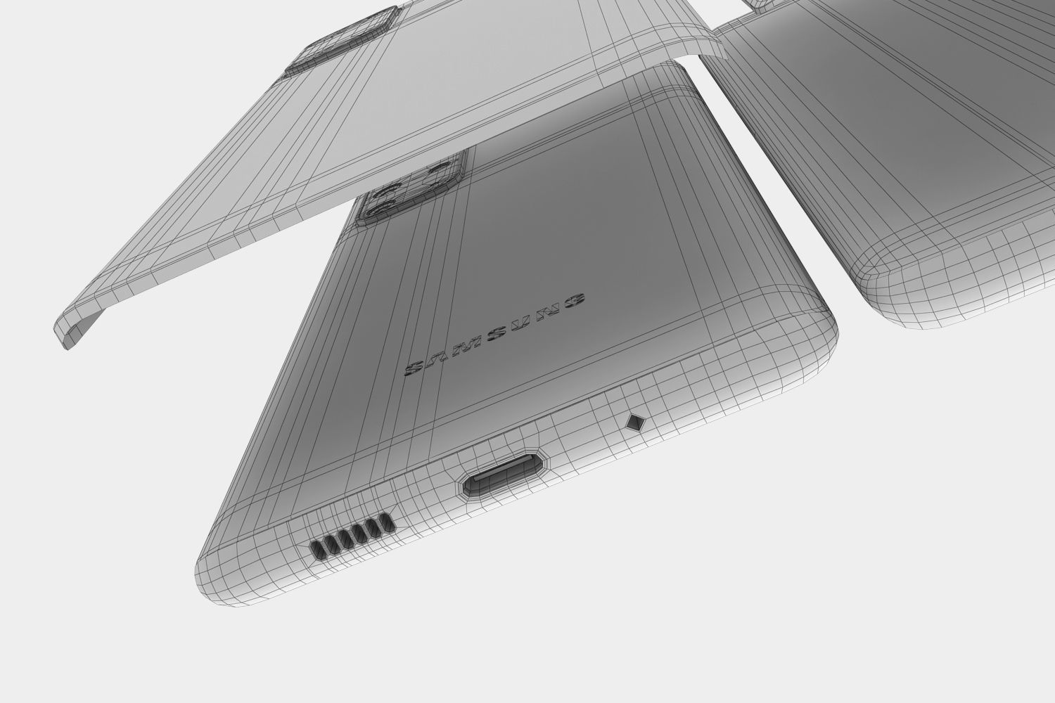 Samsung Galaxy S20 and S20 Plus and S20 5G Ultra black and gray 3D model_59