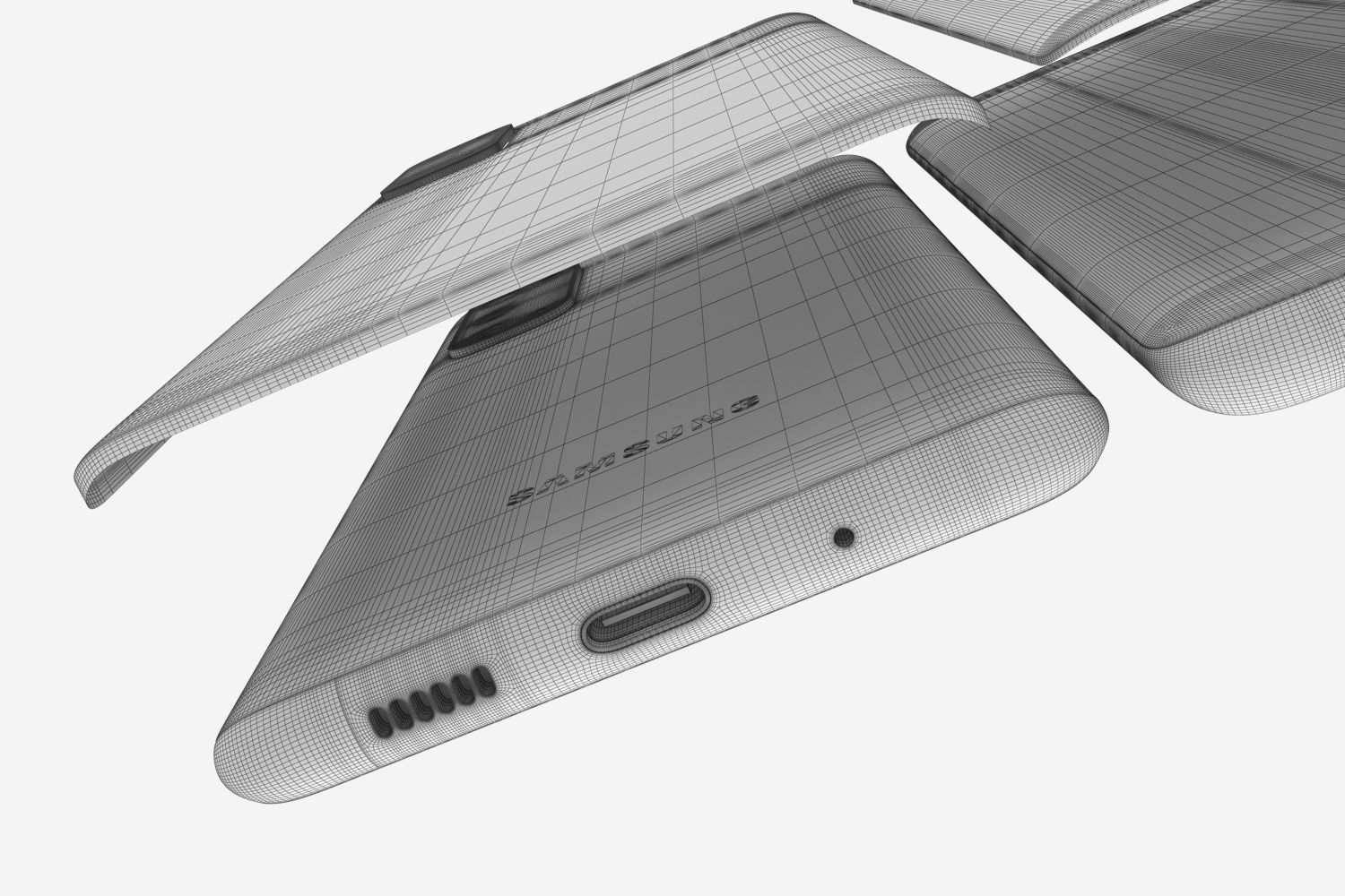 Samsung Galaxy S20 and S20 Plus and S20 5G Ultra black and gray 3D model_61