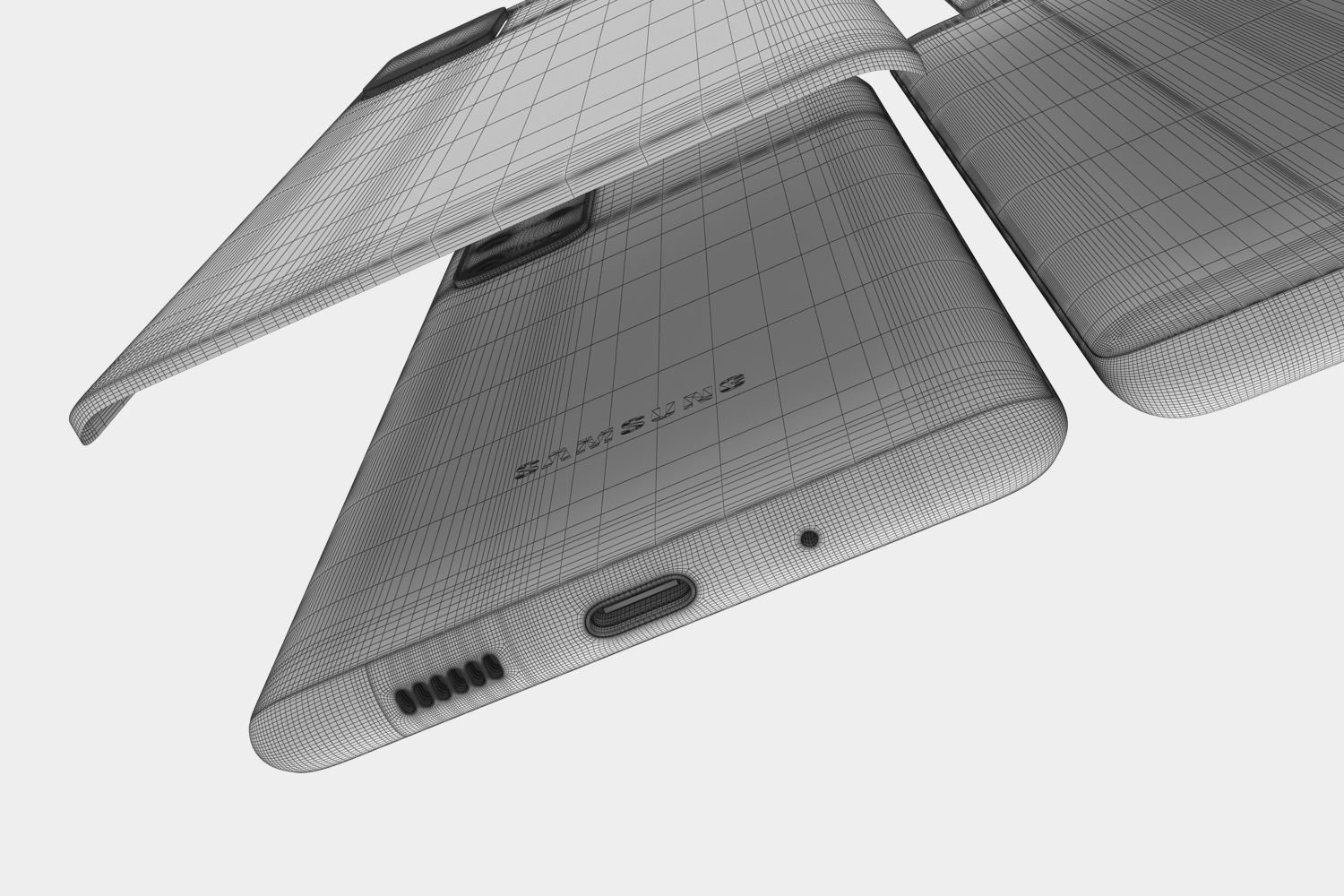 Samsung Galaxy S20 and S20 Plus and S20 5G Ultra black and gray 3D model_62