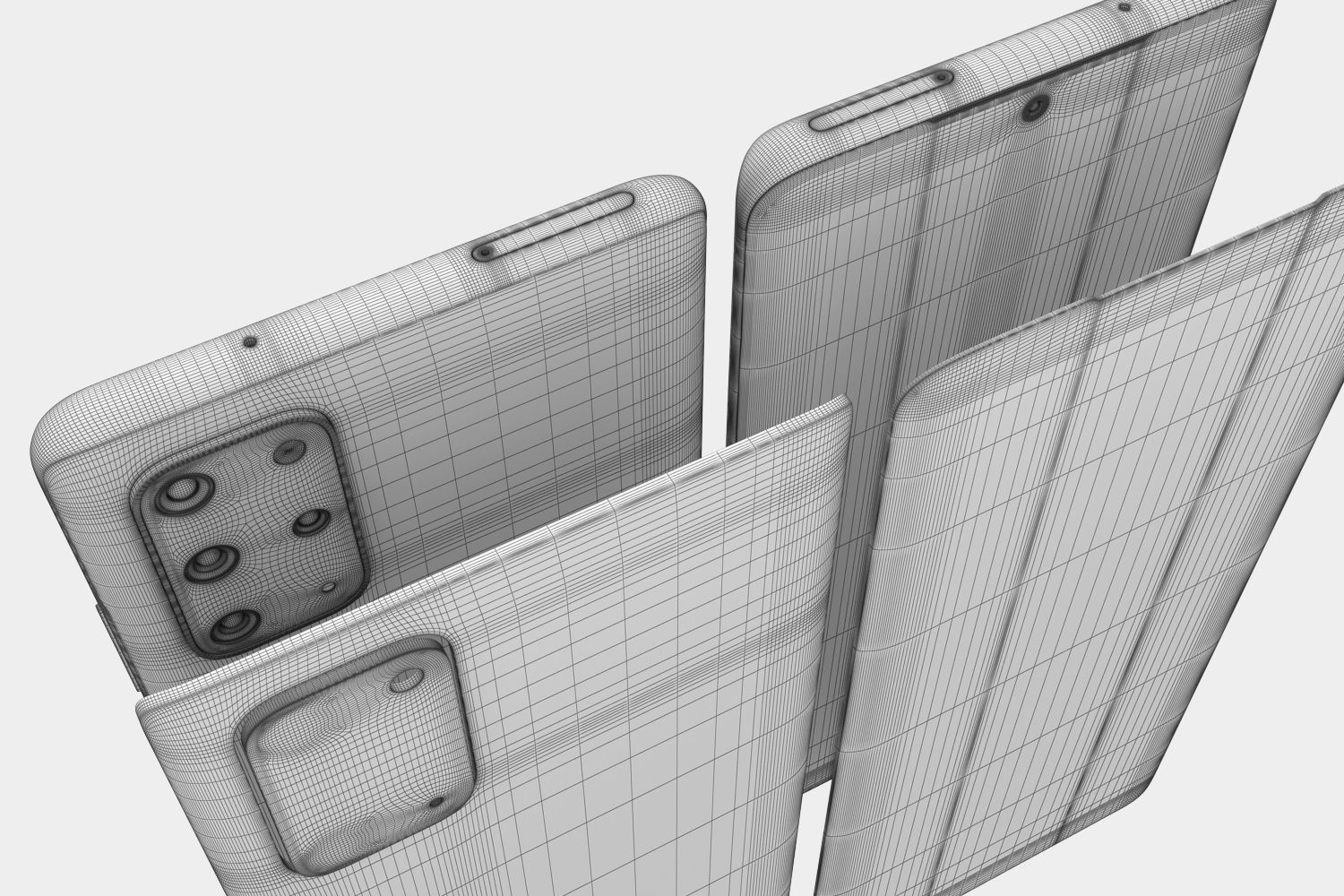 Samsung Galaxy S20 and S20 Plus and S20 5G Ultra black and gray 3D model_56