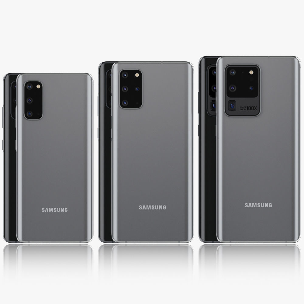 Samsung Galaxy S20 and S20 Plus and S20 5G Ultra black and gray 3D model_1
