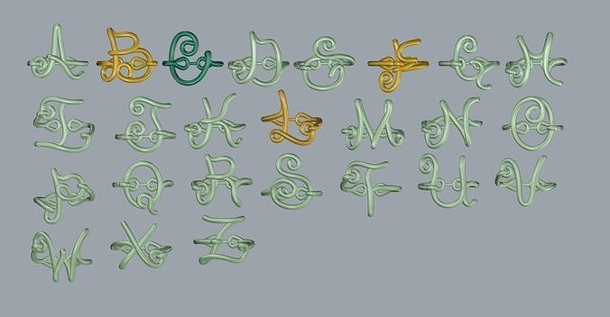  ring jewelry  wedding ring Korean jewelry alphabet 3D print model