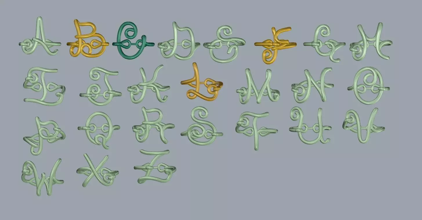ring jewelry wedding ring Korean jewelry alphabet 3D print model