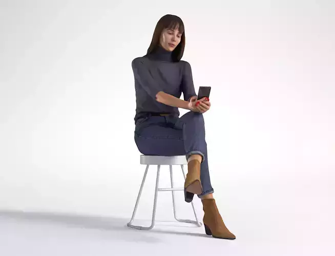 Woman Sitting with Phone Marina Low poly 1281 3D model