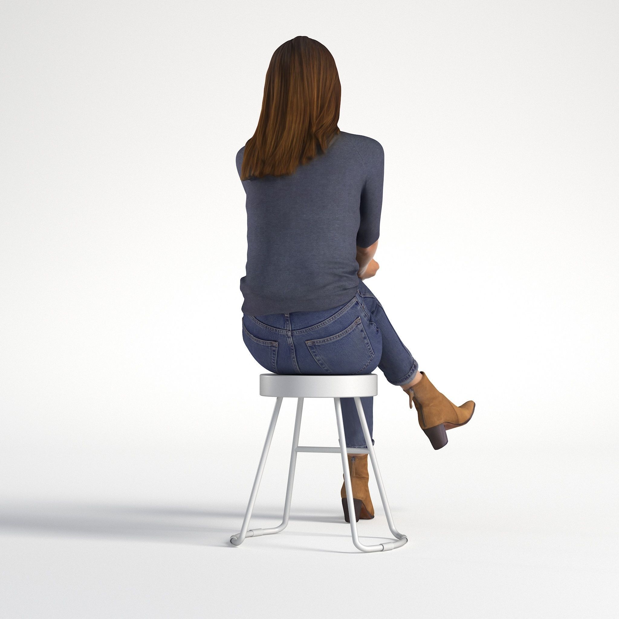 Woman Sitting with Phone Marina Low poly 1281 3D model_3