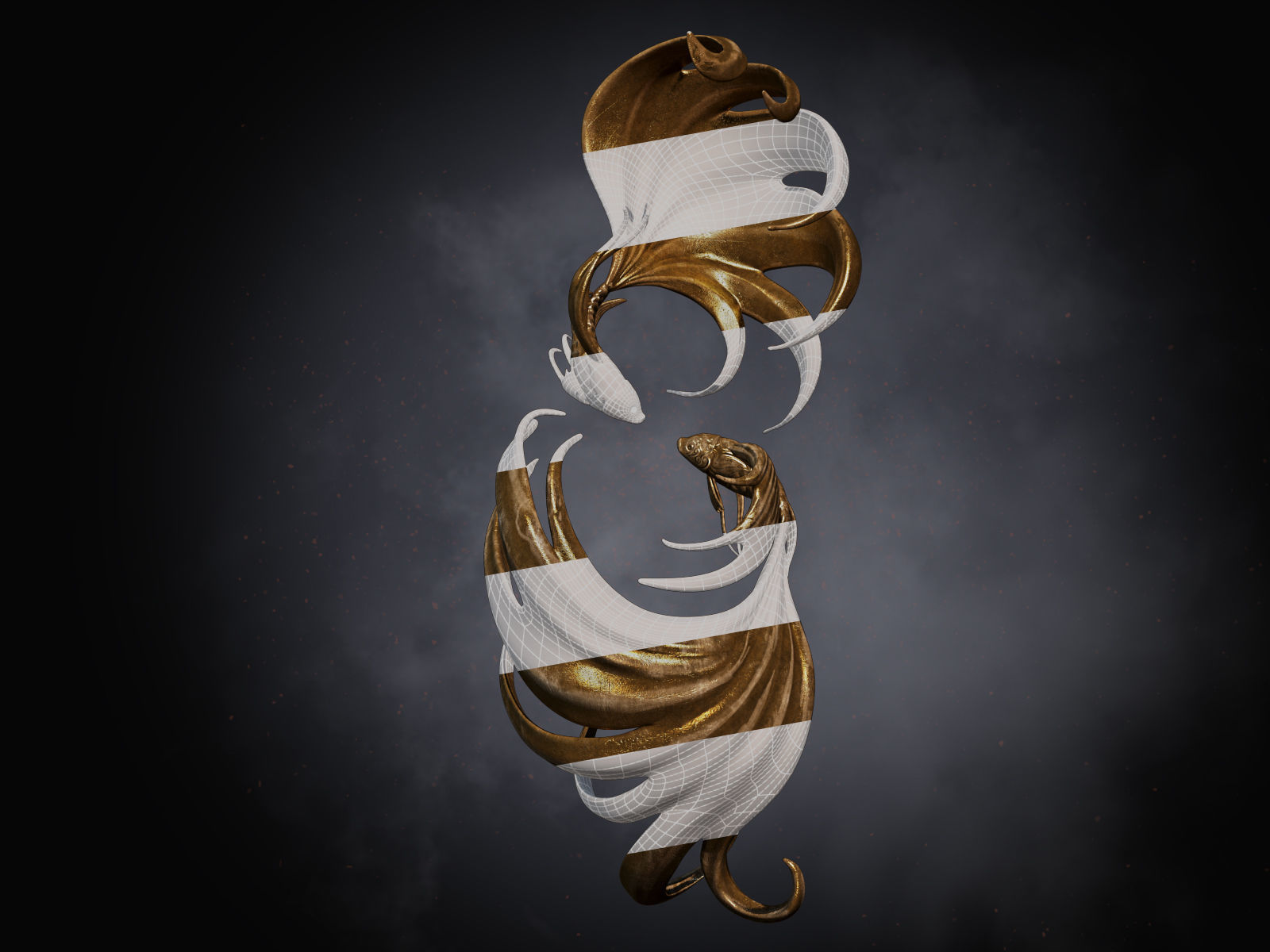 Fish statu  Low-poly 3D model_5