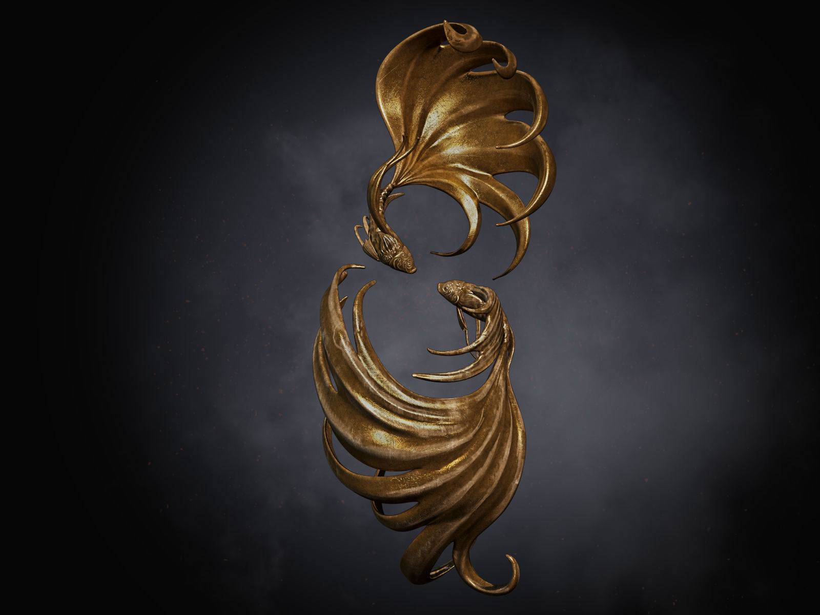 Fish statu  Low-poly 3D model_6