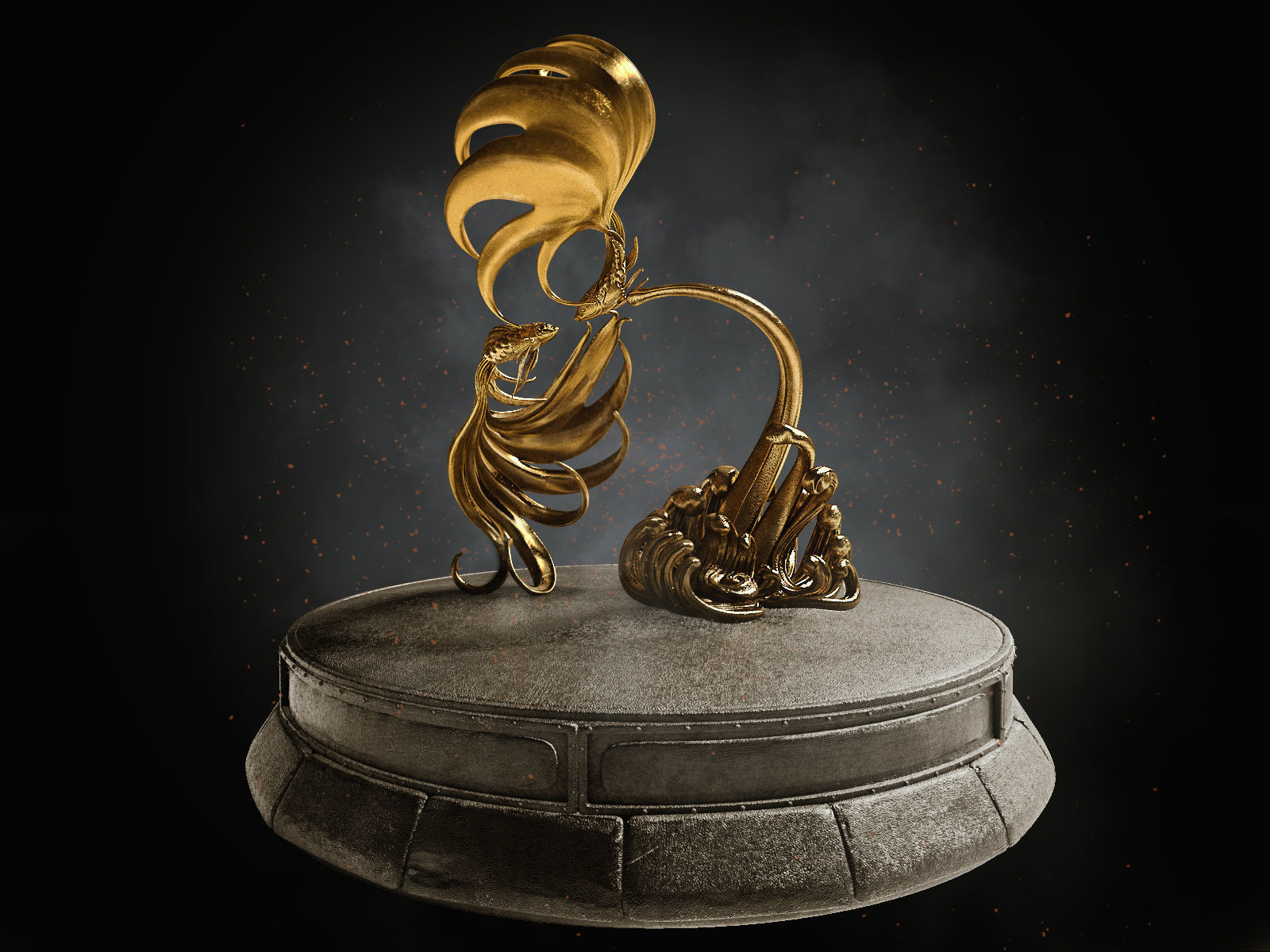 Fish statu  Low-poly 3D model_2