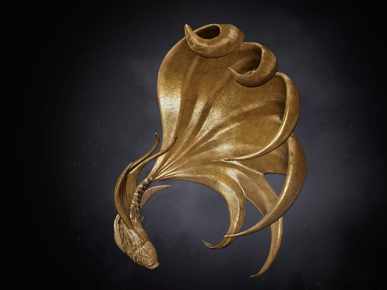 Fish statu  Low-poly 3D model_0