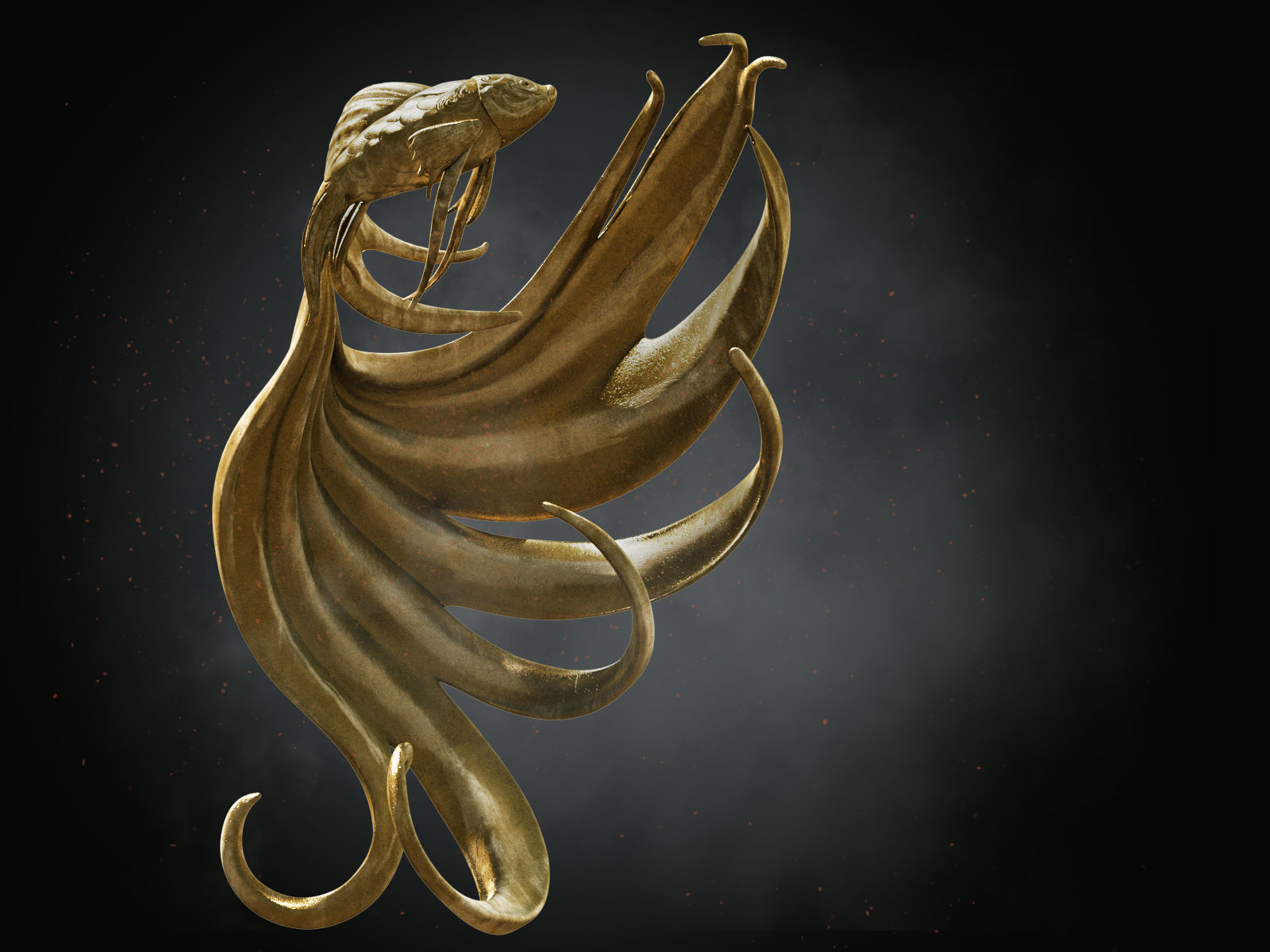 Fish statu  Low-poly 3D model_7